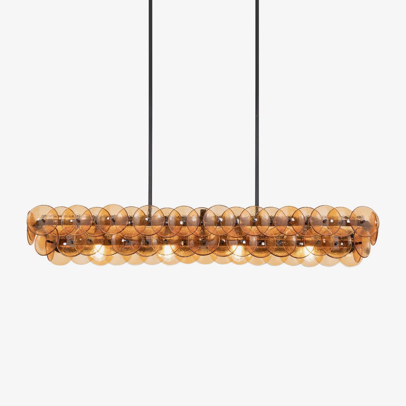 Aurora Chandelier Linear Amber Pressed Glass Disc Modern - Neutralighting