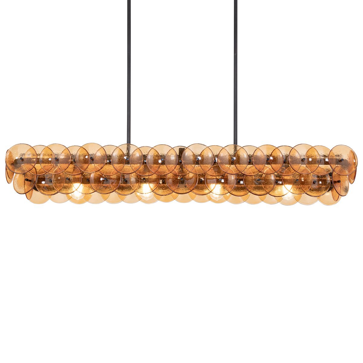 Aurora Chandelier Linear Amber Pressed Glass Disc Modern - Neutralighting