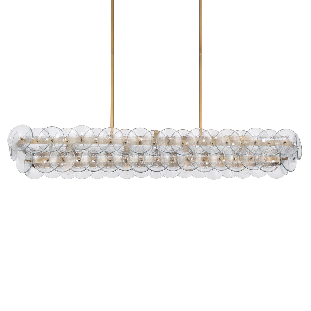 Aurora Chandelier Linear Amber Pressed Glass Disc Modern - Neutralighting