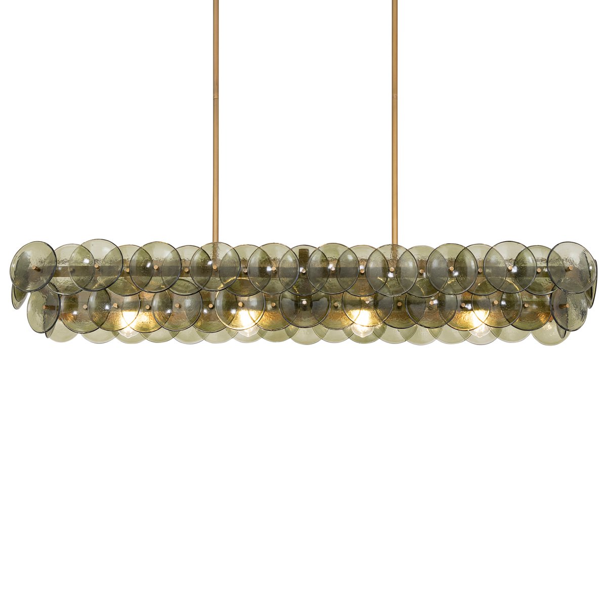 Aurora Chandelier Linear Amber Pressed Glass Disc Modern - Neutralighting