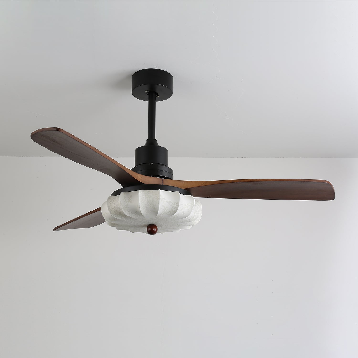 Ventra Vintage Deckenventilatorleuchte aus Glas und Holz
