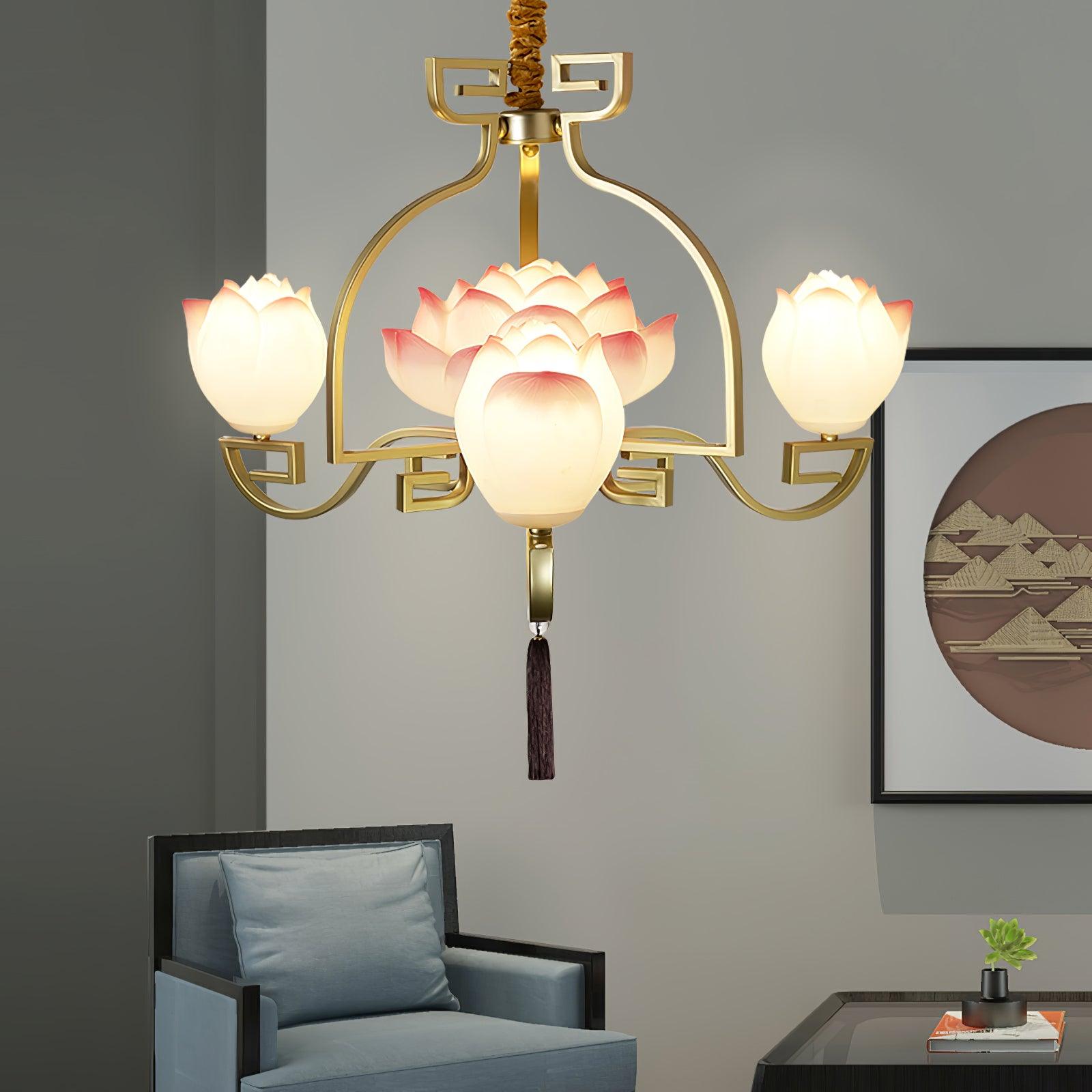 Lotus Eleganter Orientalischer Harz Kronleuchter-Letslighting