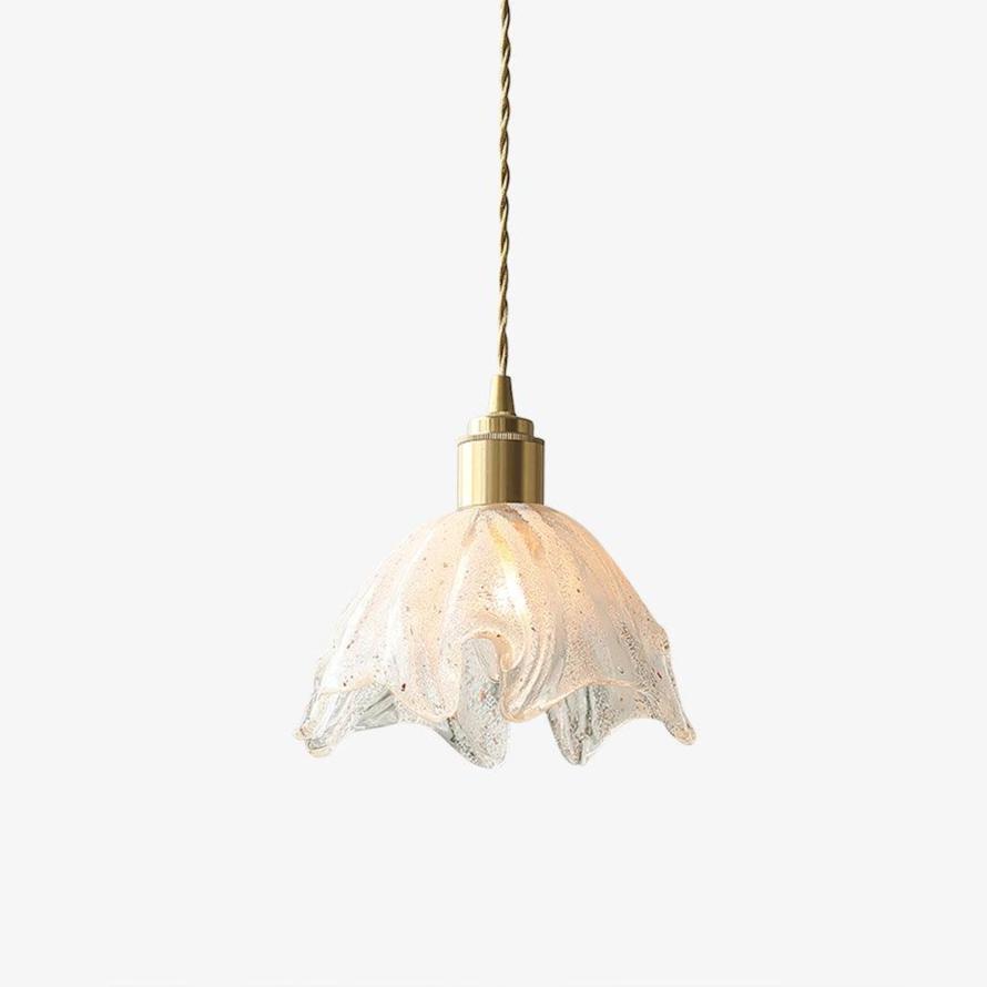 Solara Pendelleuchte Messing Rüschen Glas Lotus Vintage-Letslighting