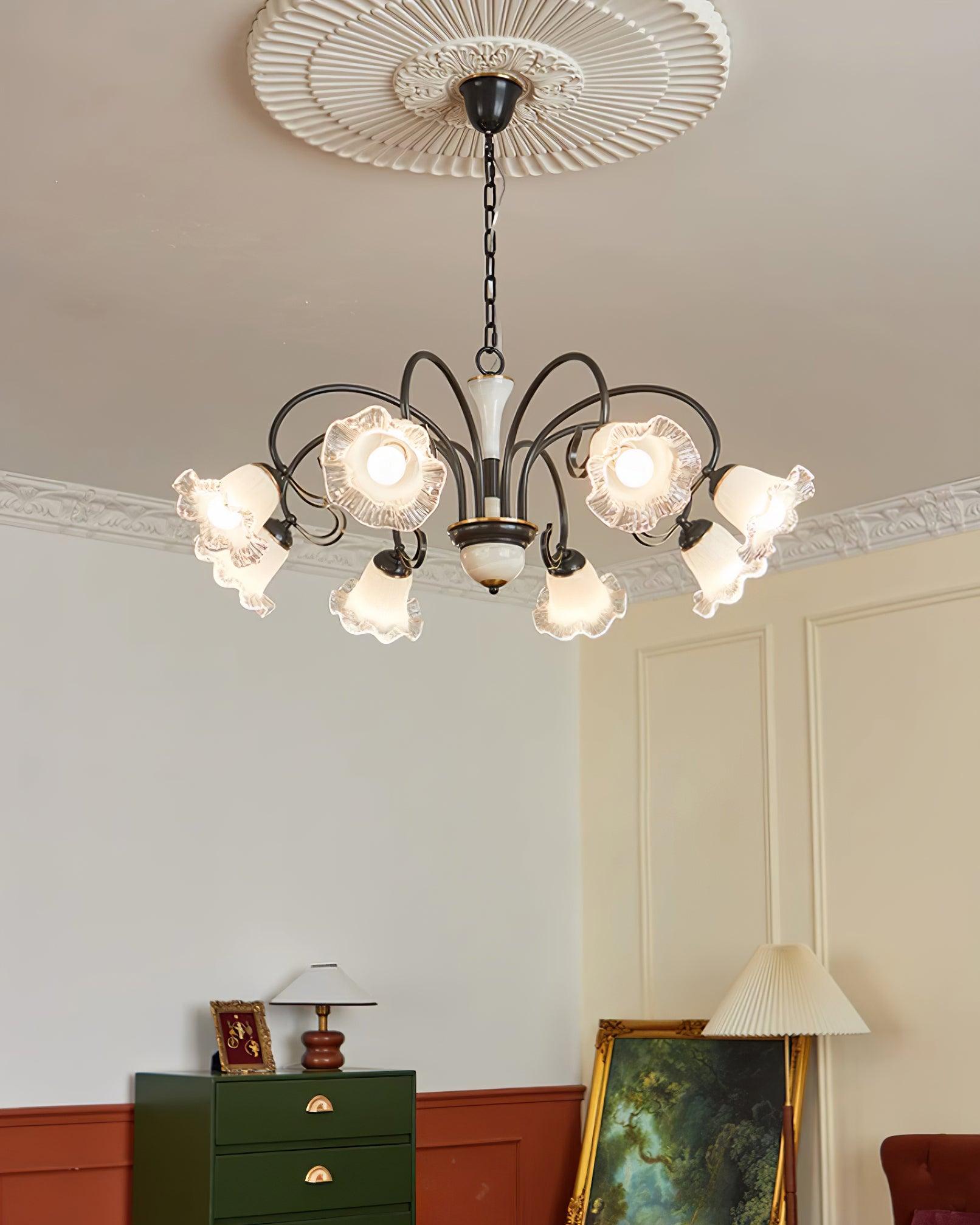 Umiron Gotischer Kronleuchter aus Eisen und Glas-Letslighting