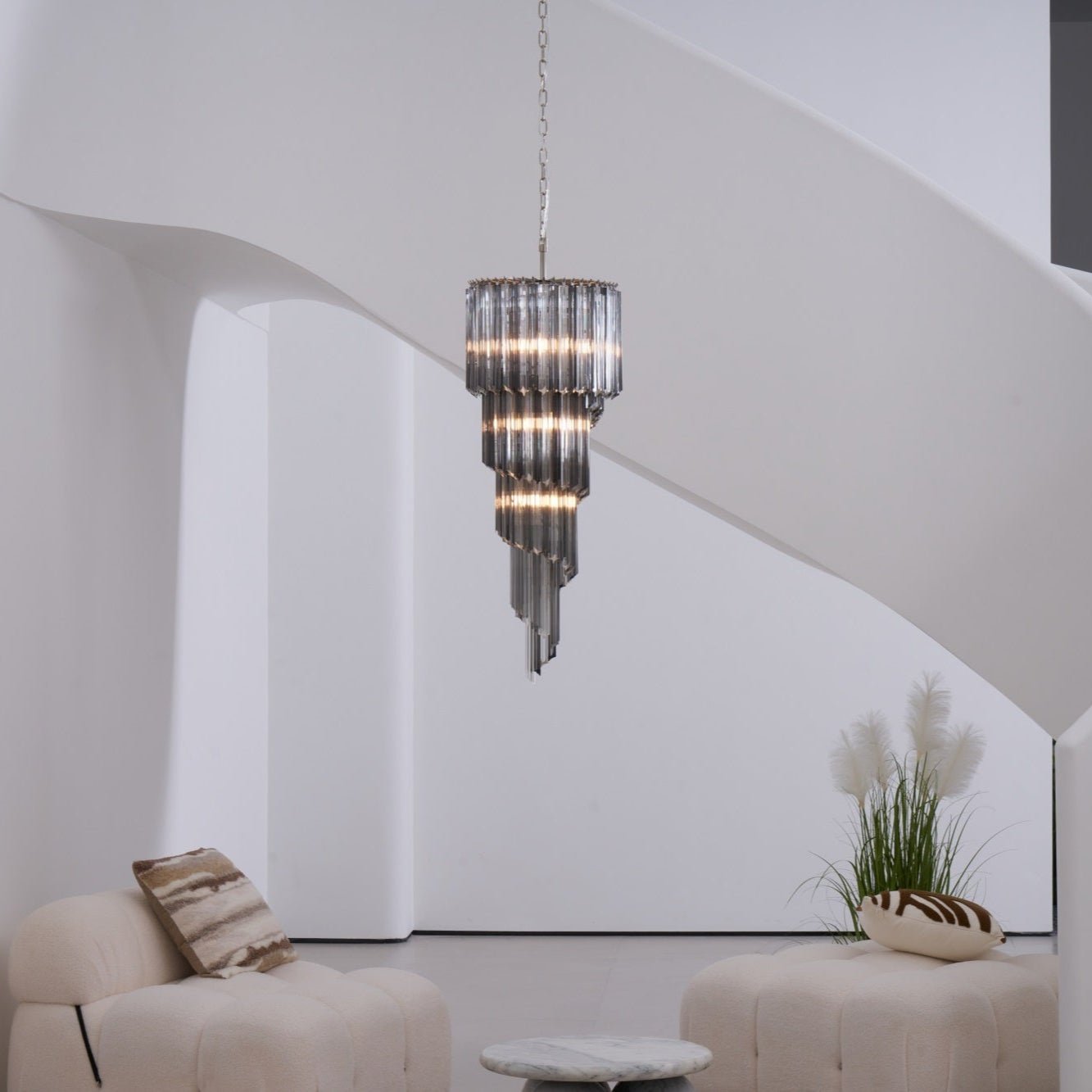 Aurora Chandelier Smoked Glass Spiral - Neutralighting