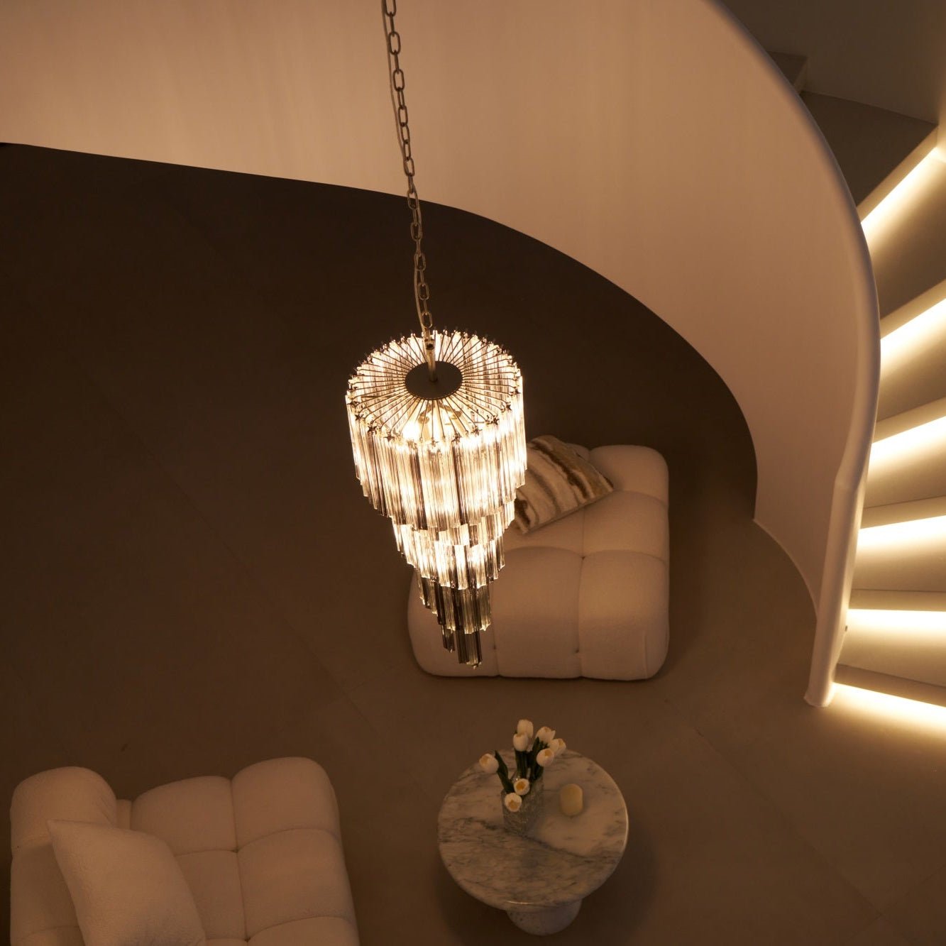 Aurora Chandelier Smoked Glass Spiral - Neutralighting
