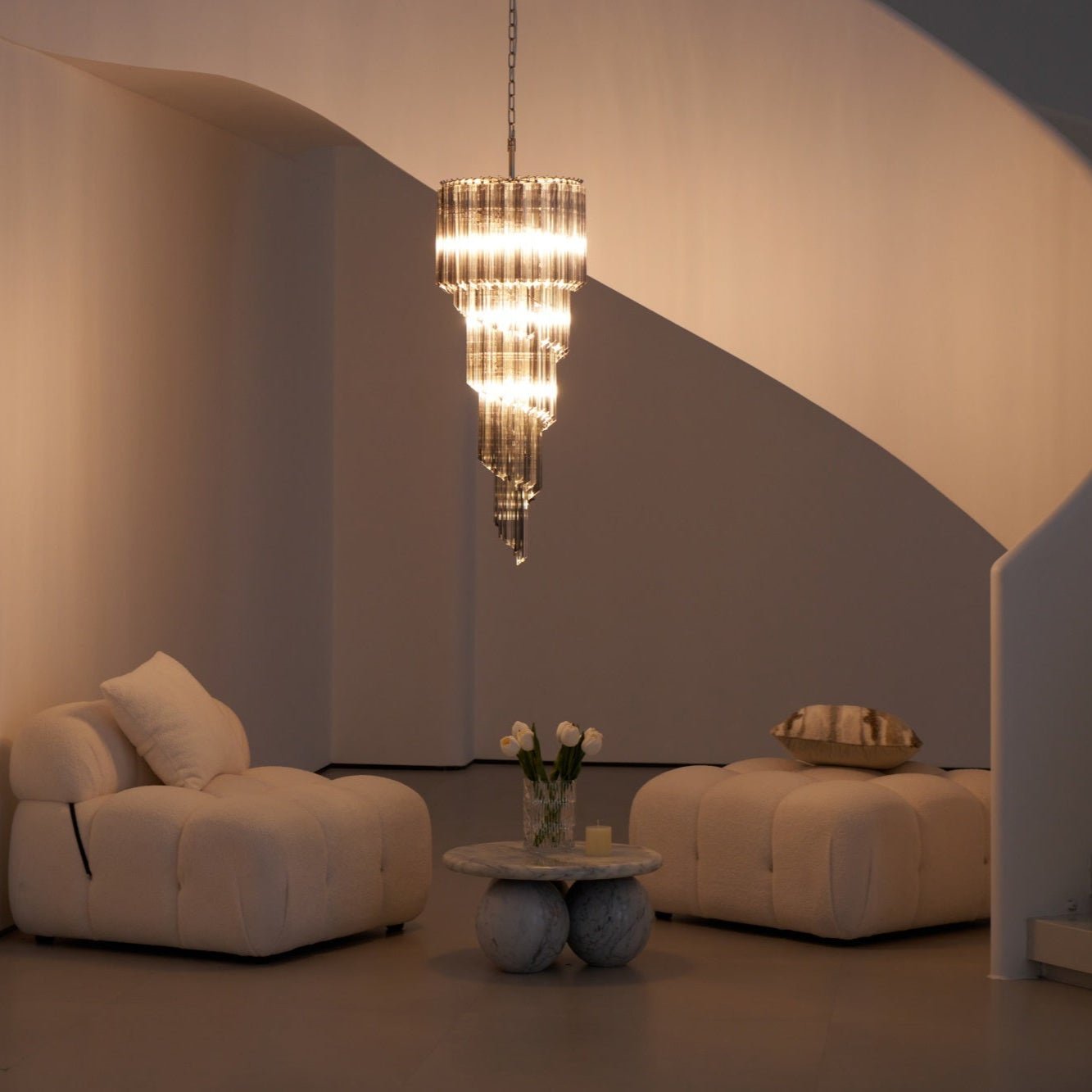 Aurora Chandelier Smoked Glass Spiral - Neutralighting