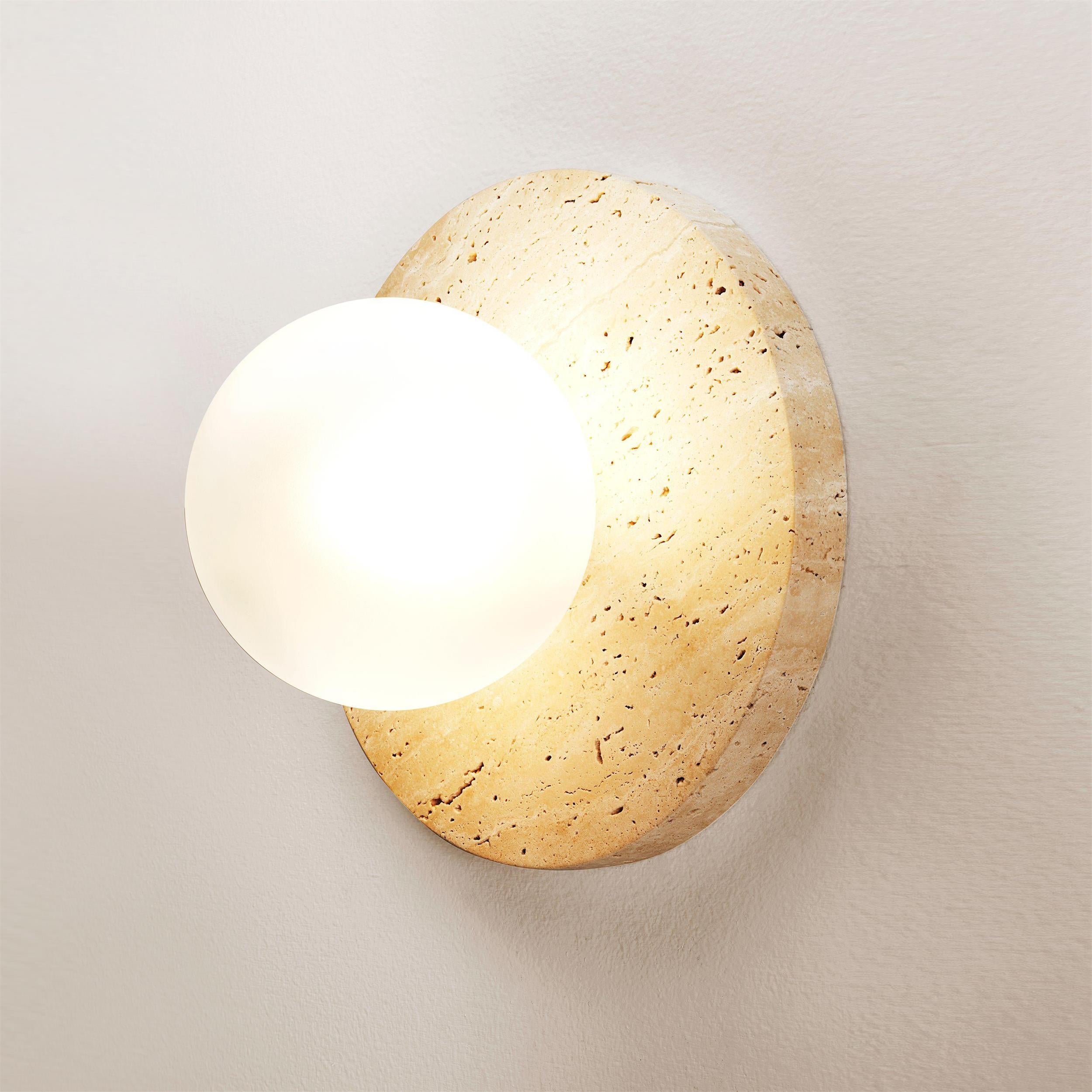 Arthaen Modern Minimalist Marble Travertine Flushmount Sconce Wall Lamp - Letslighting