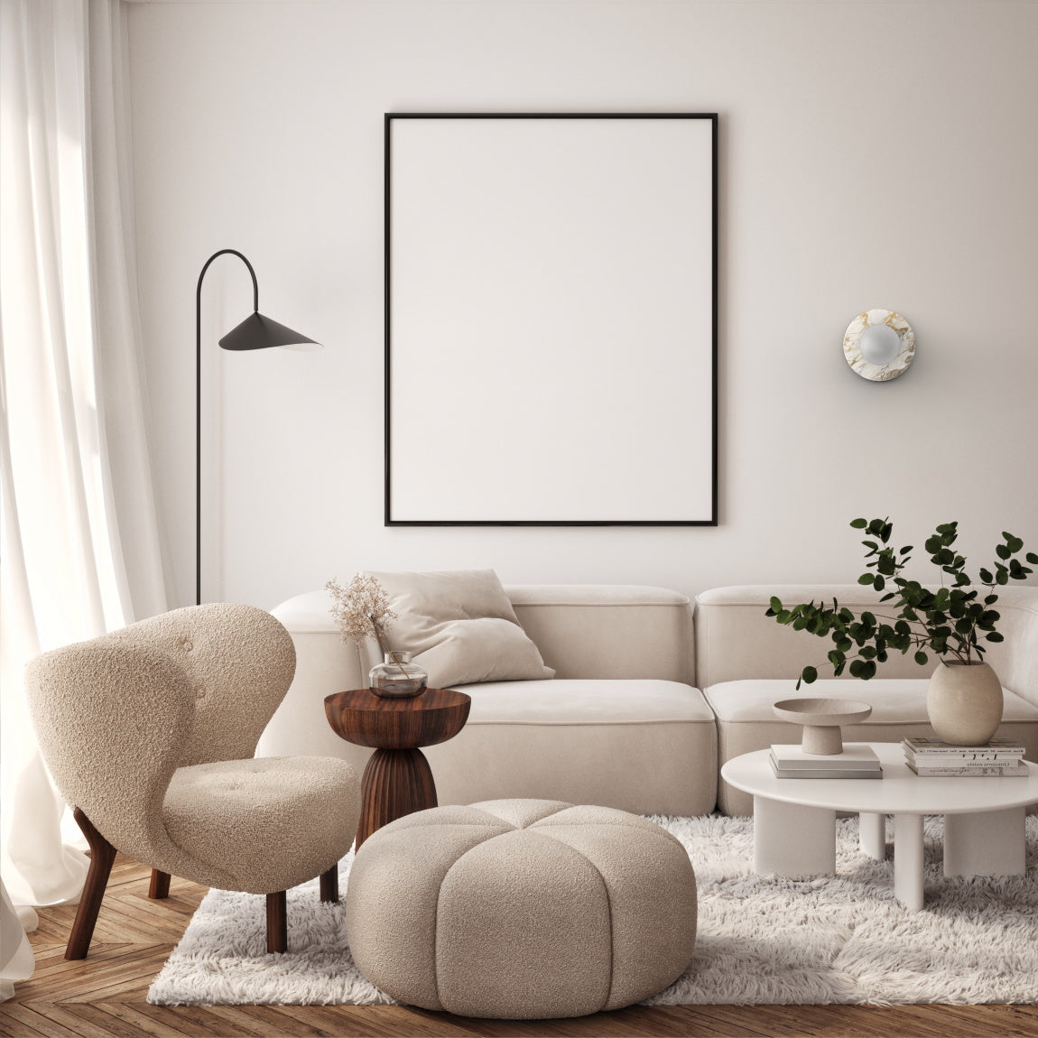 Arthaen Modern Minimalist Marble Travertine Flushmount Sconce Wall Lamp - Letslighting