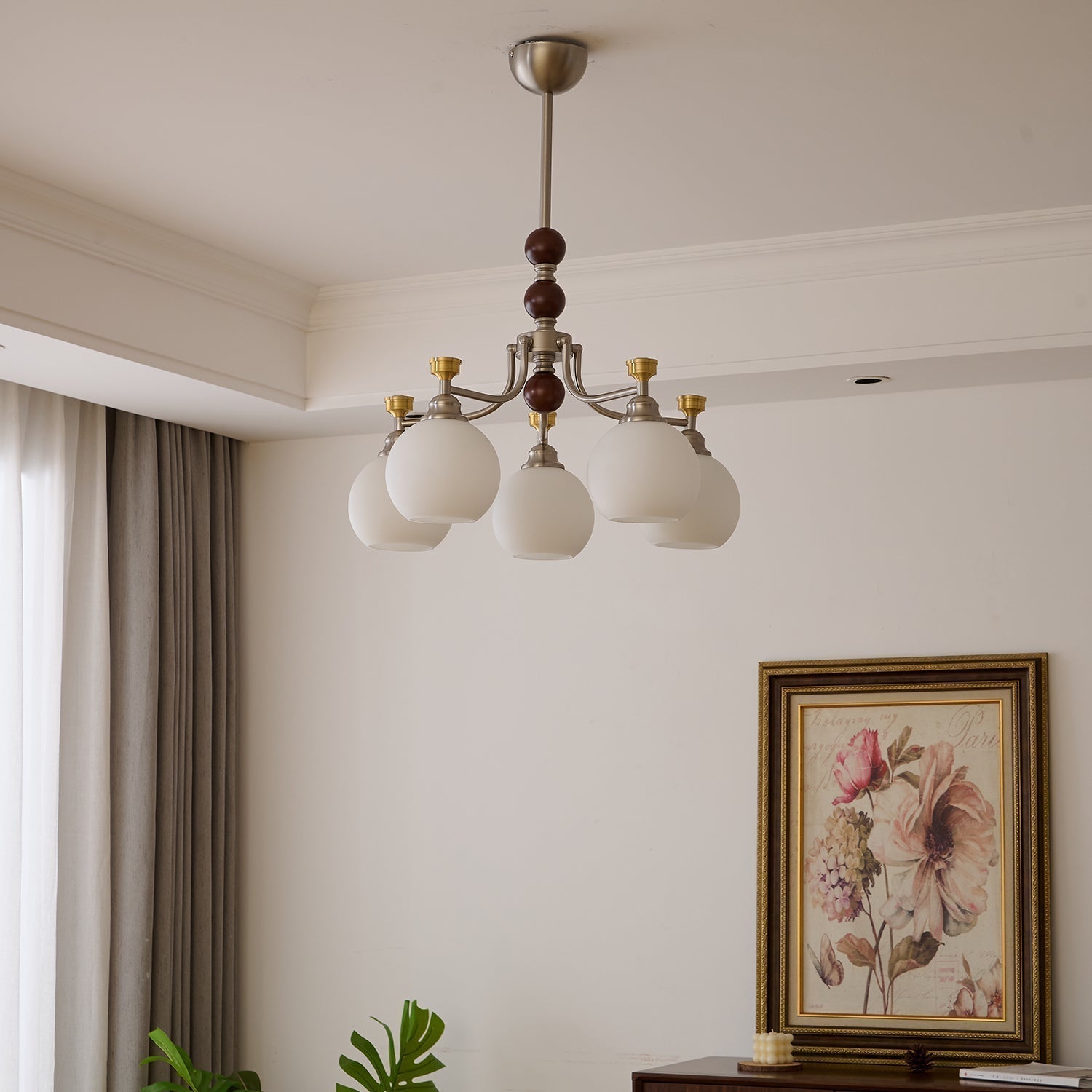 Eursoria Traditioneller Kunst-Orb Kronleuchter aus Holz und Glas-Letslighting
