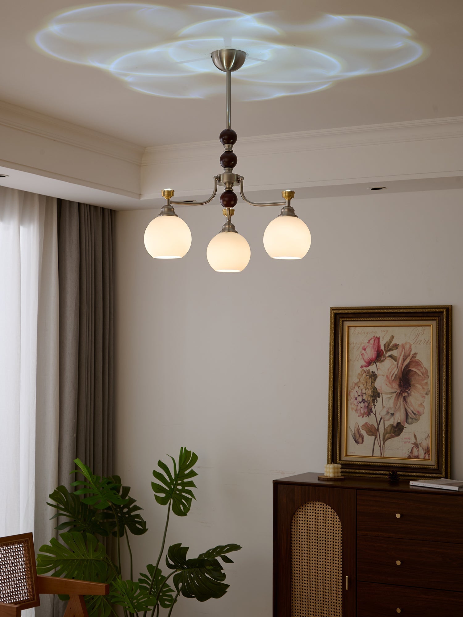 Eursoria Traditioneller Kunst-Orb Kronleuchter aus Holz und Glas-Letslighting