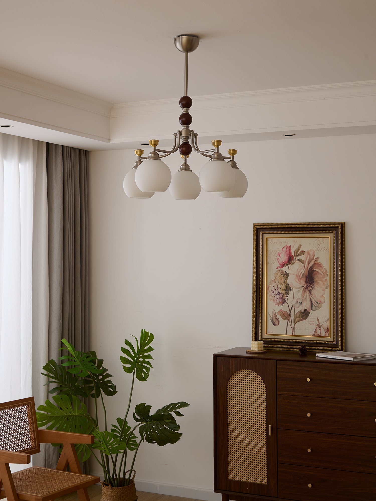 Eursoria Traditioneller Kunst-Orb Kronleuchter aus Holz und Glas-Letslighting