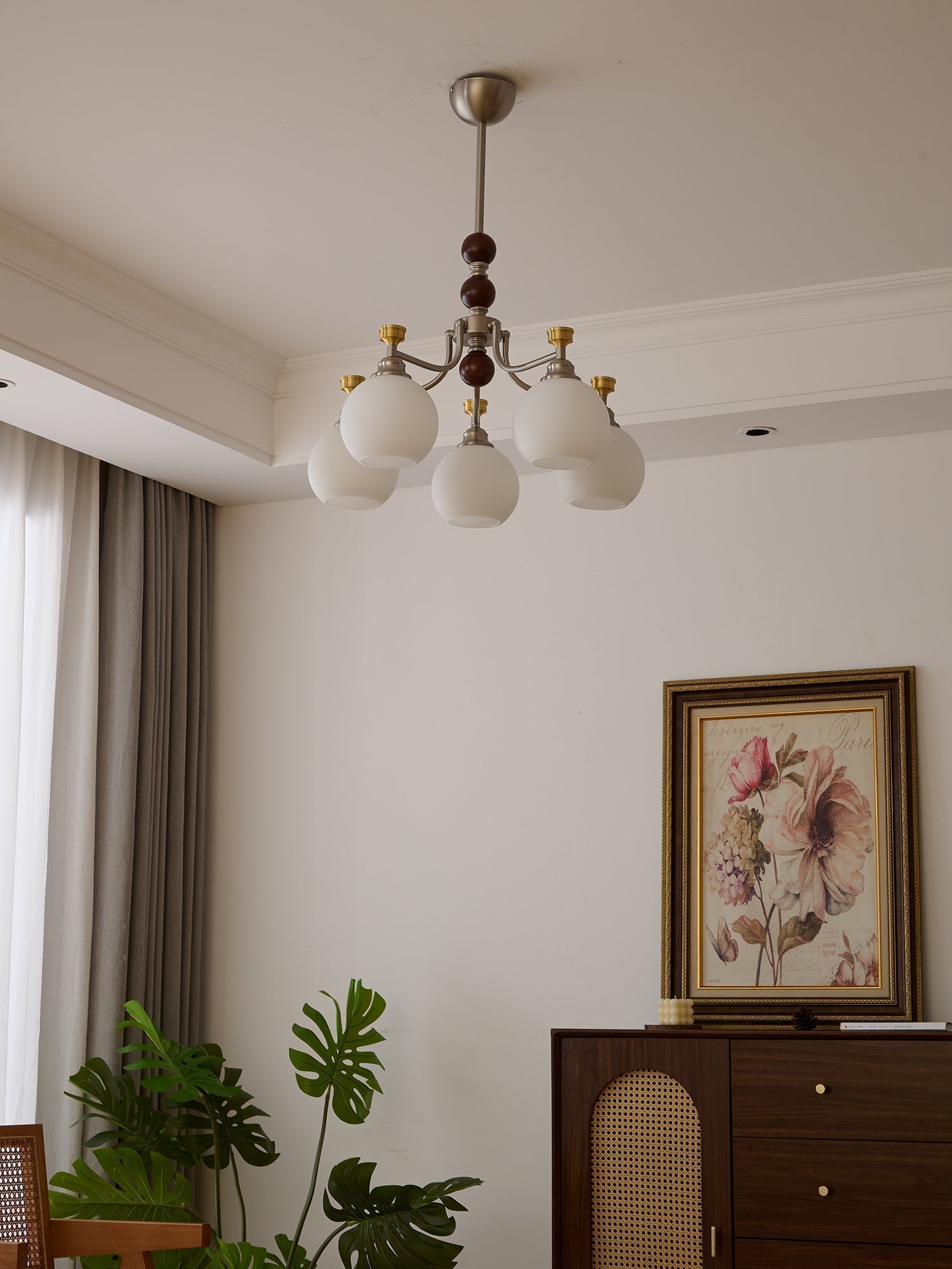 Eursoria Traditioneller Kunst-Orb Kronleuchter aus Holz und Glas-Letslighting