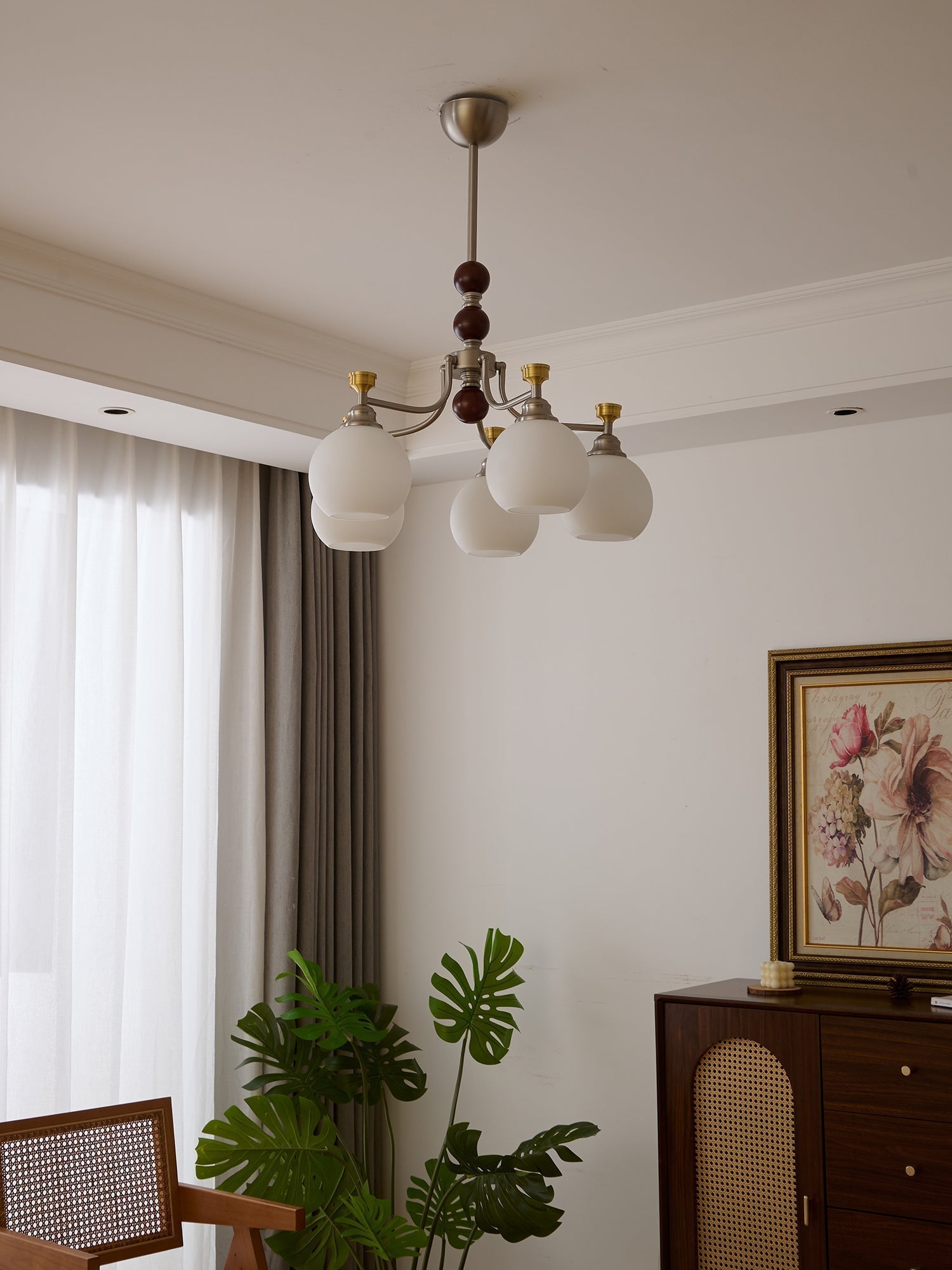 Eursoria Traditioneller Kunst-Orb Kronleuchter aus Holz und Glas-Letslighting