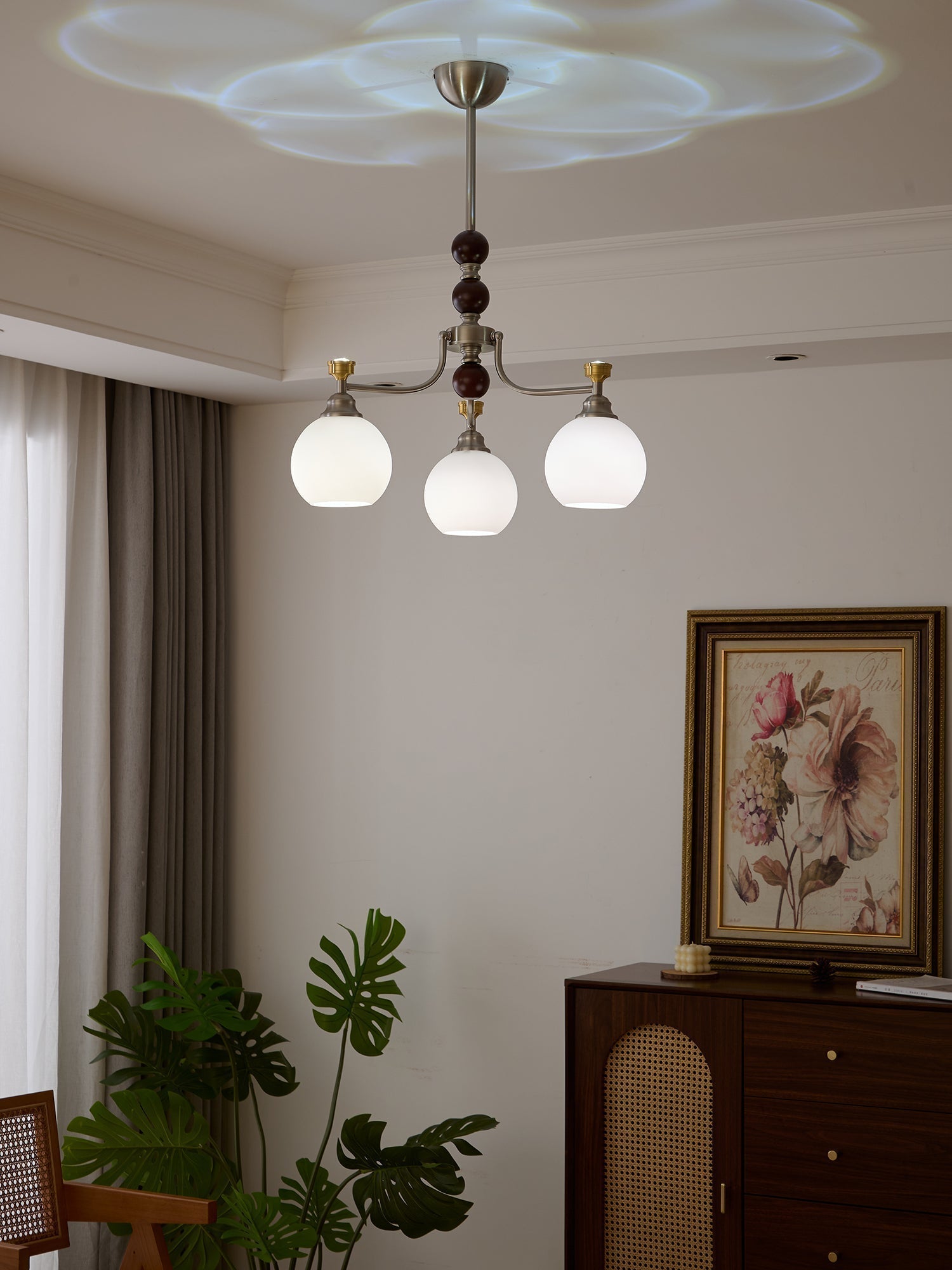 Eursoria Traditioneller Kunst-Orb Kronleuchter aus Holz und Glas-Letslighting
