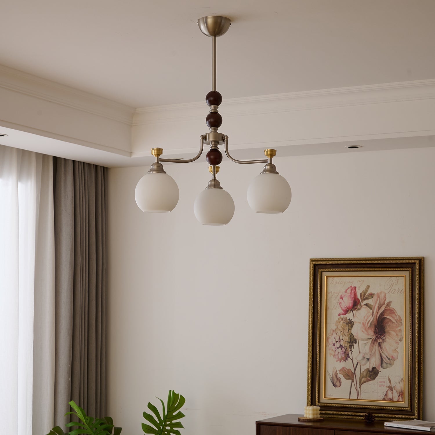 Eursoria Traditioneller Kunst-Orb Kronleuchter aus Holz und Glas-Letslighting