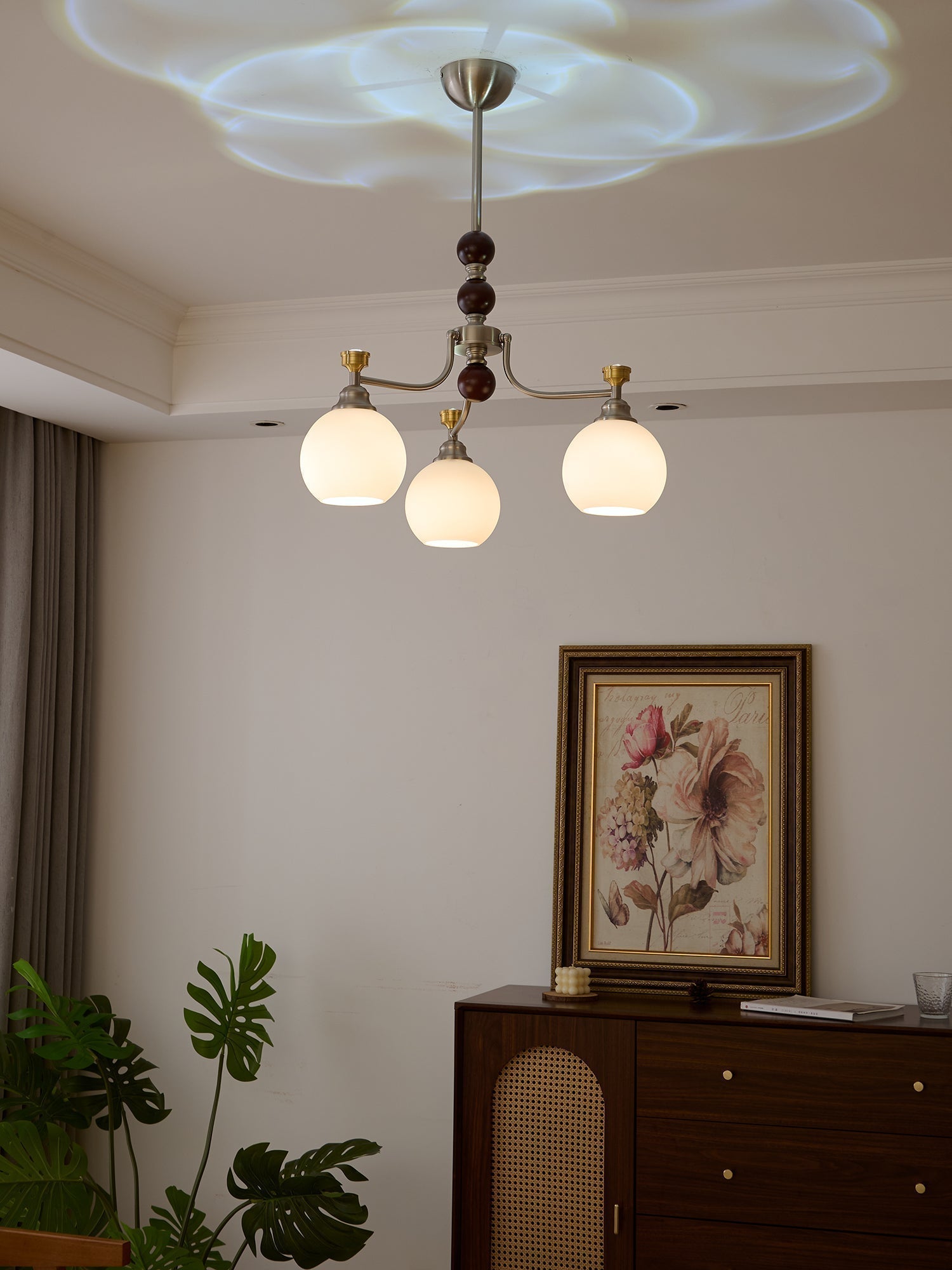 Eursoria Traditioneller Kunst-Orb Kronleuchter aus Holz und Glas-Letslighting