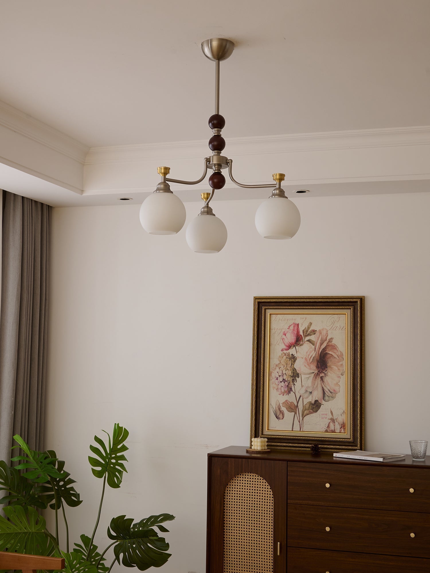 Eursoria Traditioneller Kunst-Orb Kronleuchter aus Holz und Glas-Letslighting