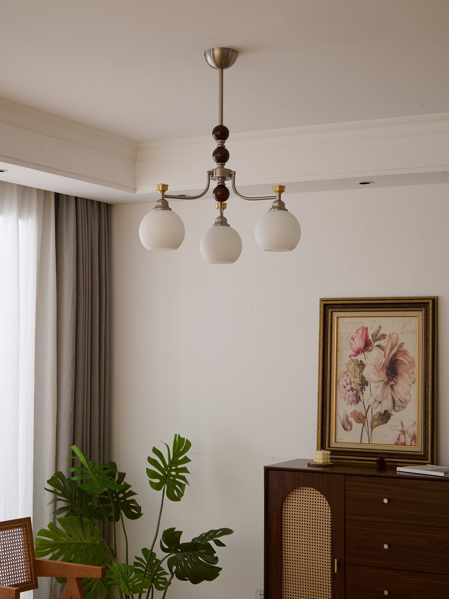 Eursoria Traditioneller Kunst-Orb Kronleuchter aus Holz und Glas-Letslighting