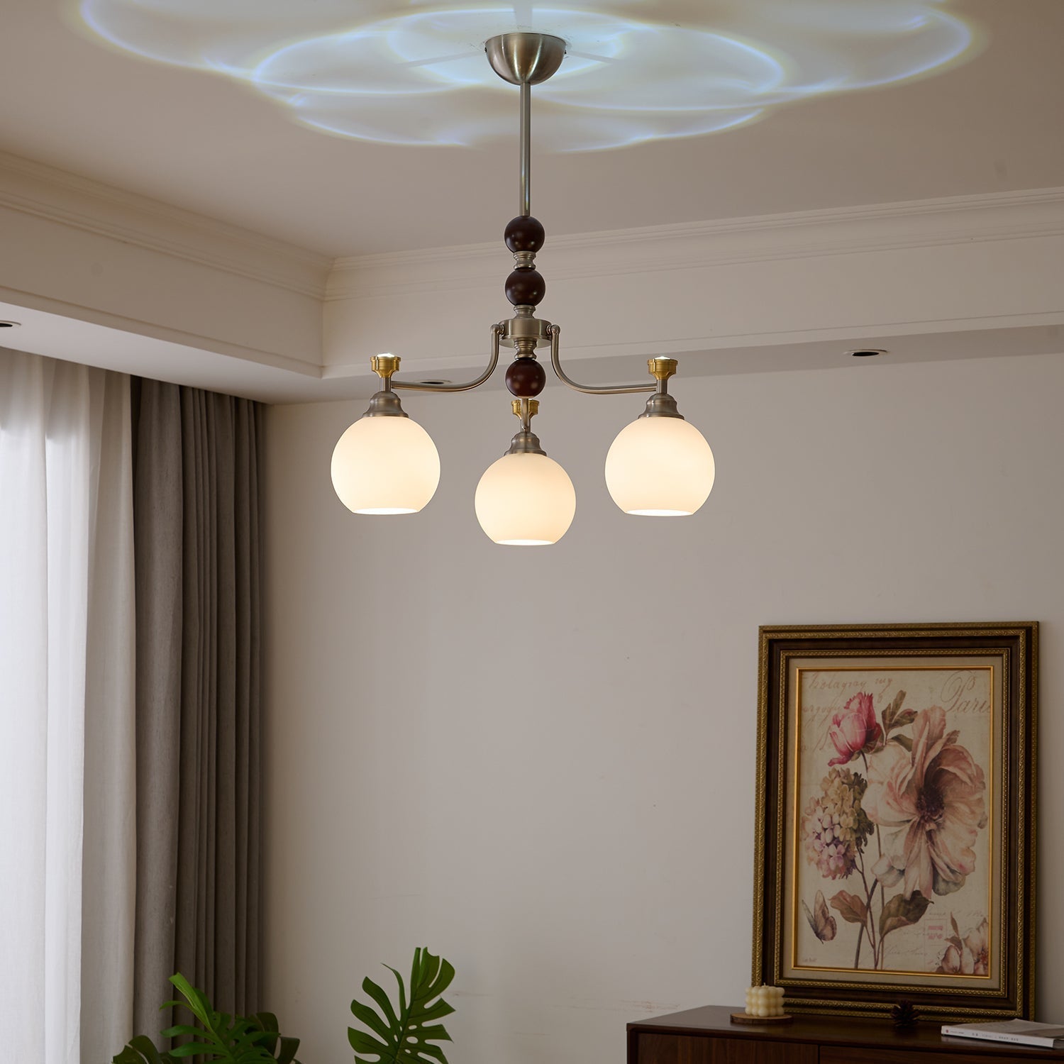 Eursoria Traditioneller Kunst-Orb Kronleuchter aus Holz und Glas-Letslighting