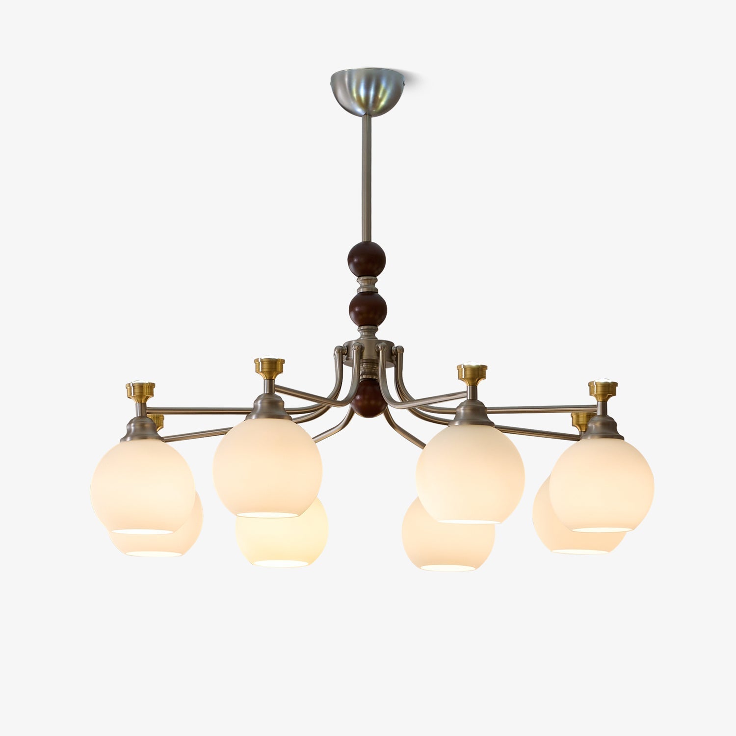 Eursoria Traditioneller Kunst-Orb Kronleuchter aus Holz und Glas-Letslighting