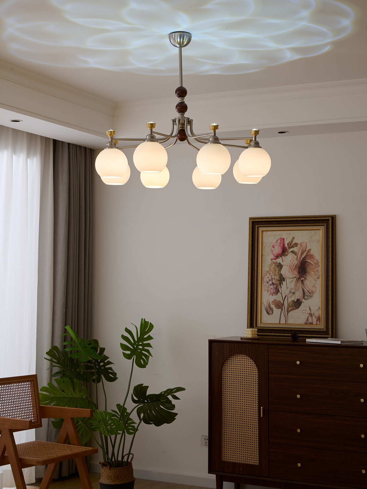 Eursoria Traditioneller Kunst-Orb Kronleuchter aus Holz und Glas-Letslighting