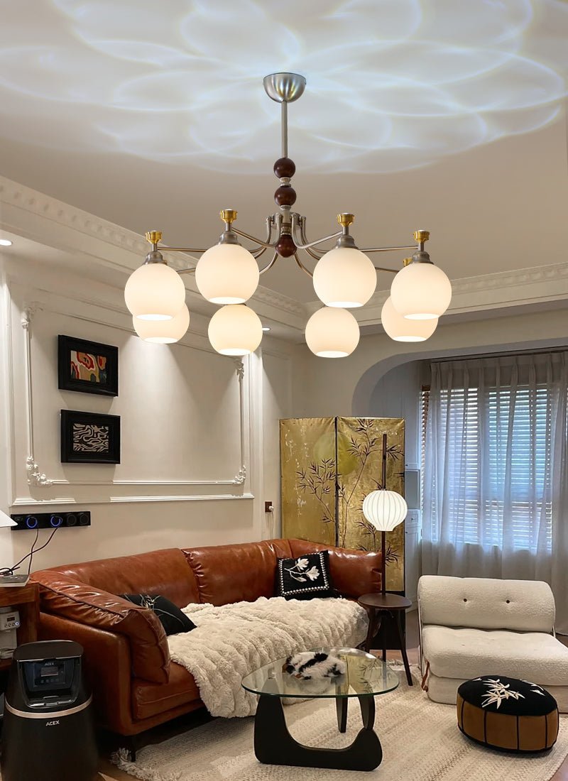 Eursoria Traditioneller Kunst-Orb Kronleuchter aus Holz und Glas-Letslighting