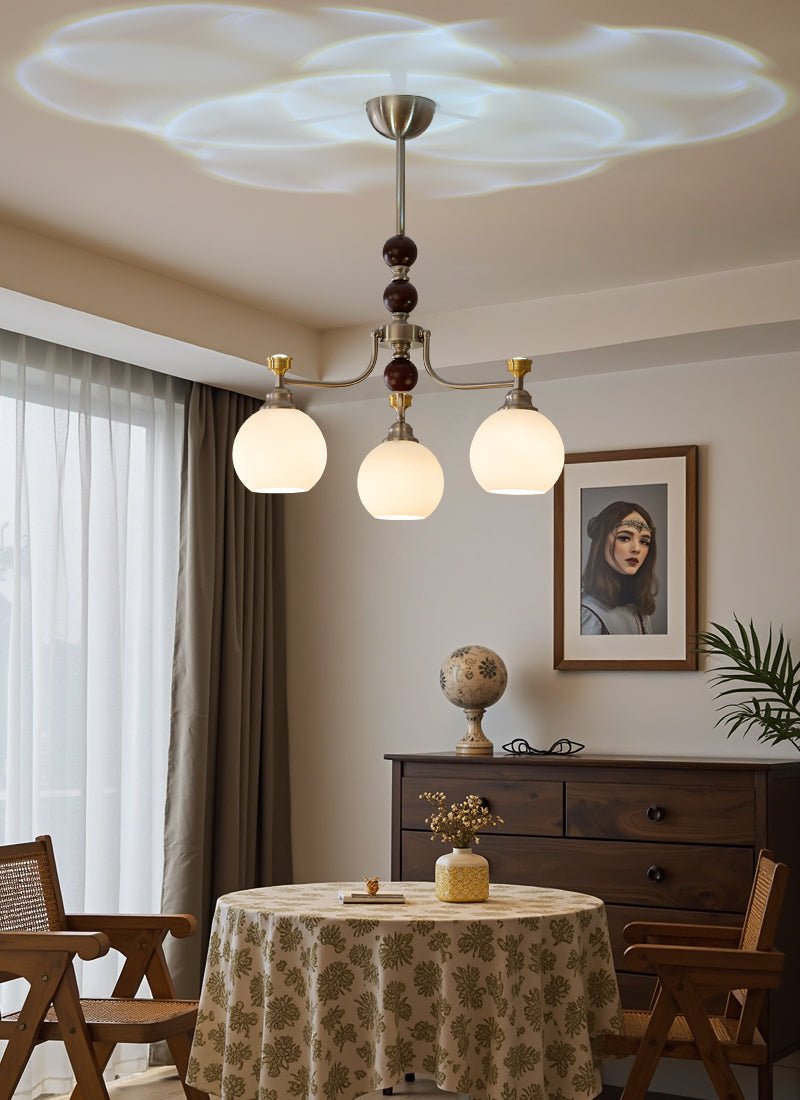 Eursoria Traditioneller Kunst-Orb Kronleuchter aus Holz und Glas-Letslighting