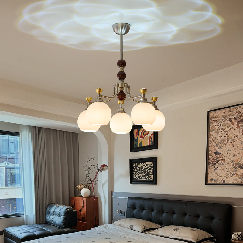 Eursoria Traditioneller Kunst-Orb Kronleuchter aus Holz und Glas-Letslighting