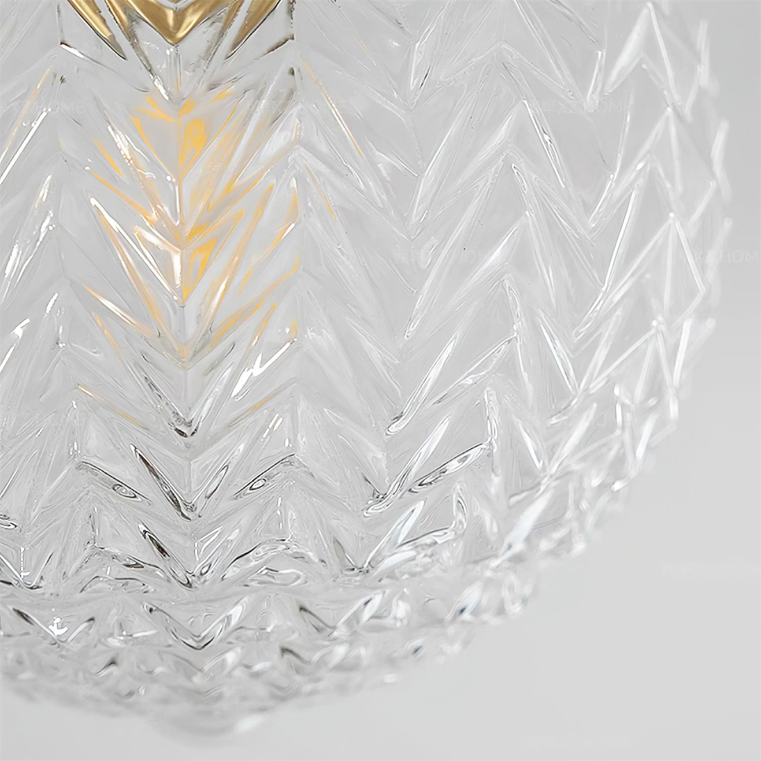 Deckenleuchte Globus Schirm Klar Glas Walnuss Holz Baldachin Messing-Letslighting