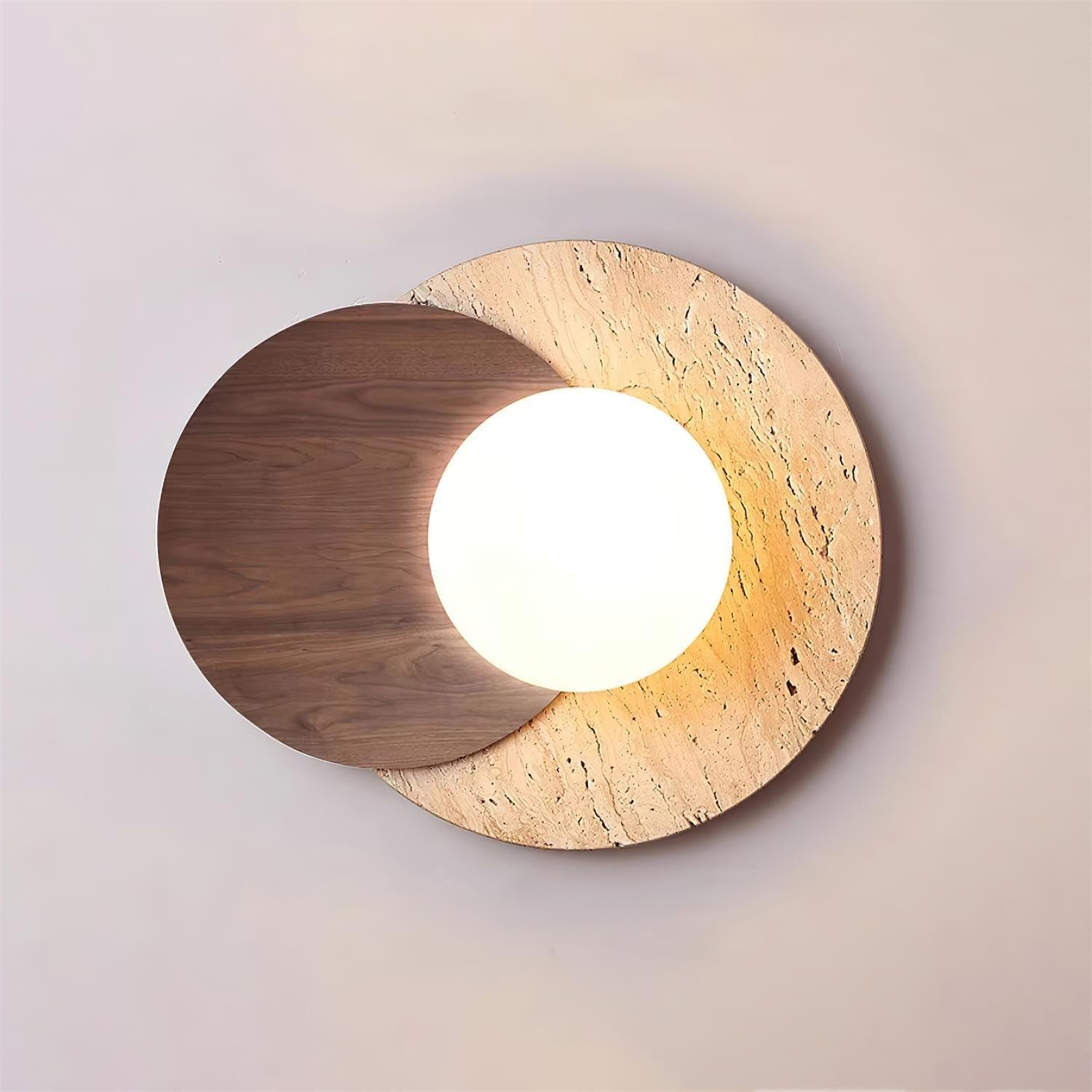 Zelirir Dual-Disc Travertine Wall Light - Neutralighting