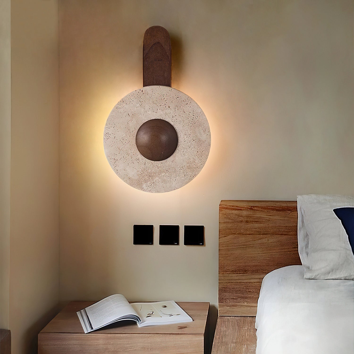 Nymarora Circular Travertine Wall Light - Neutralighting