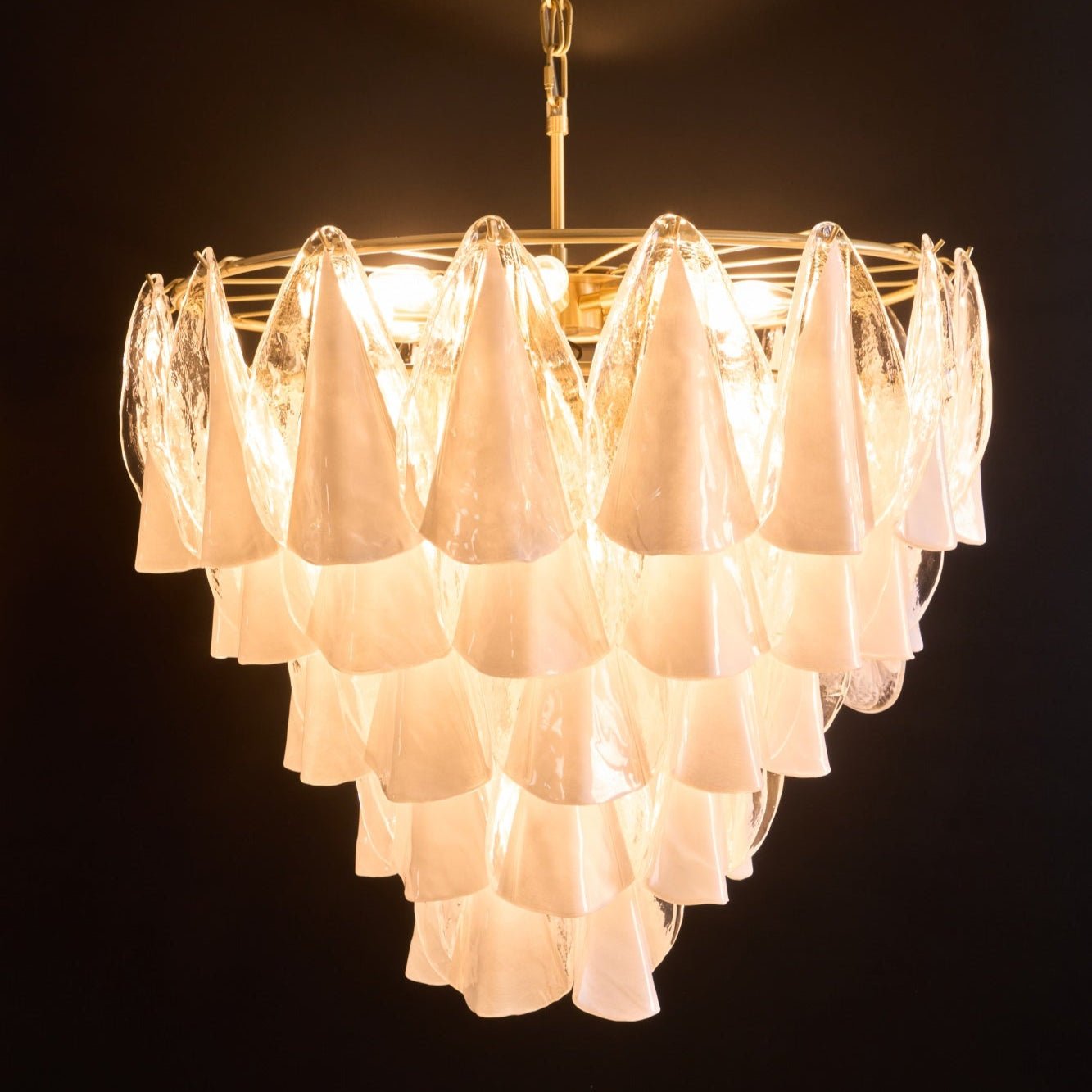 Aurora Chandelier White Leaf Glass Layered Modern - Neutralighting