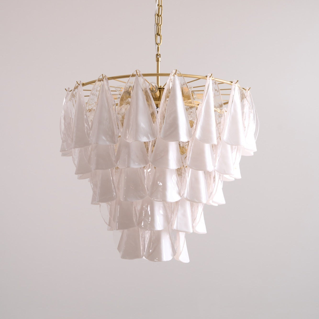 Aurora Chandelier White Leaf Glass Layered Modern - Neutralighting