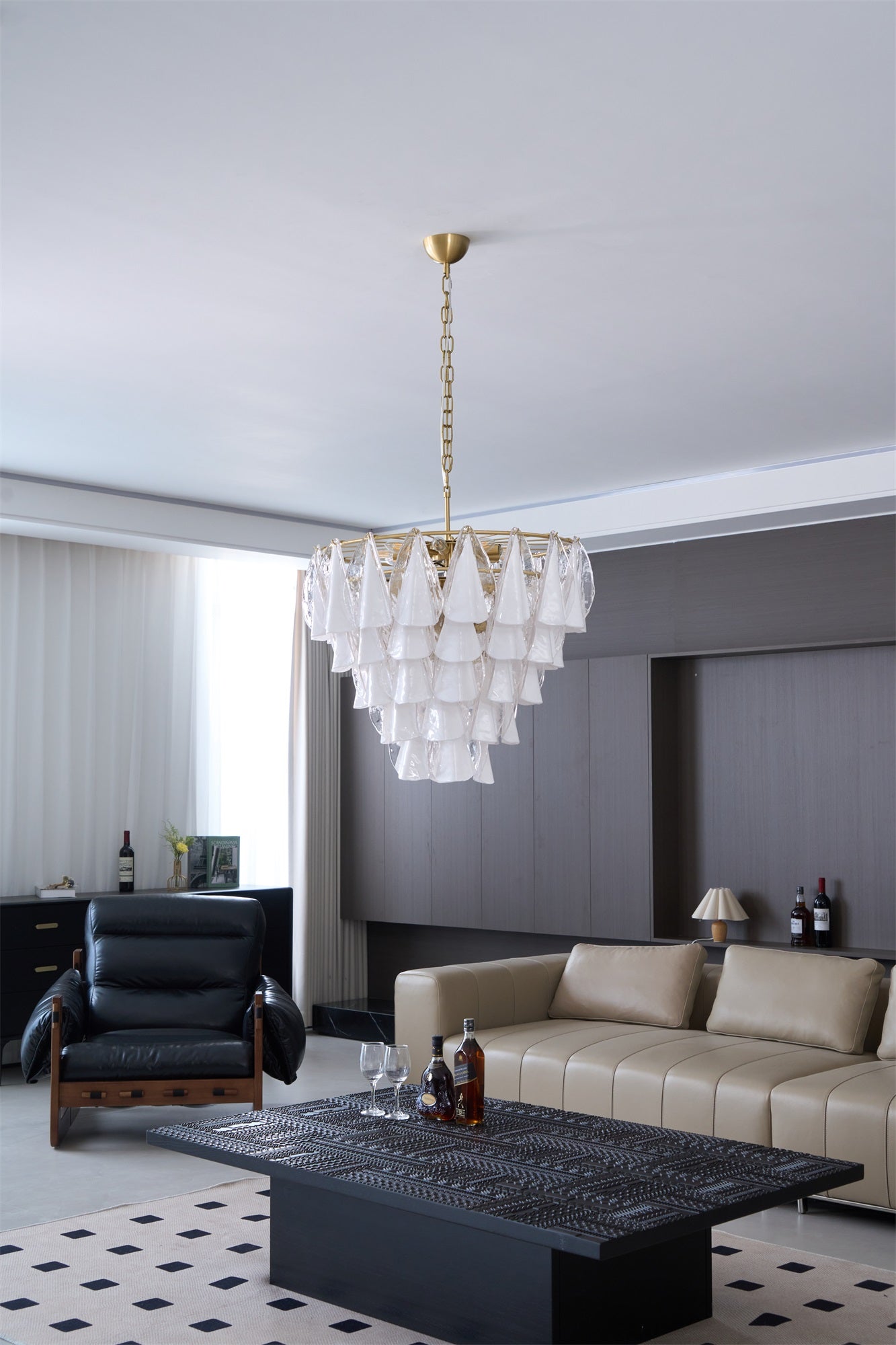 Aurora Chandelier White Leaf Glass Layered Modern - Neutralighting