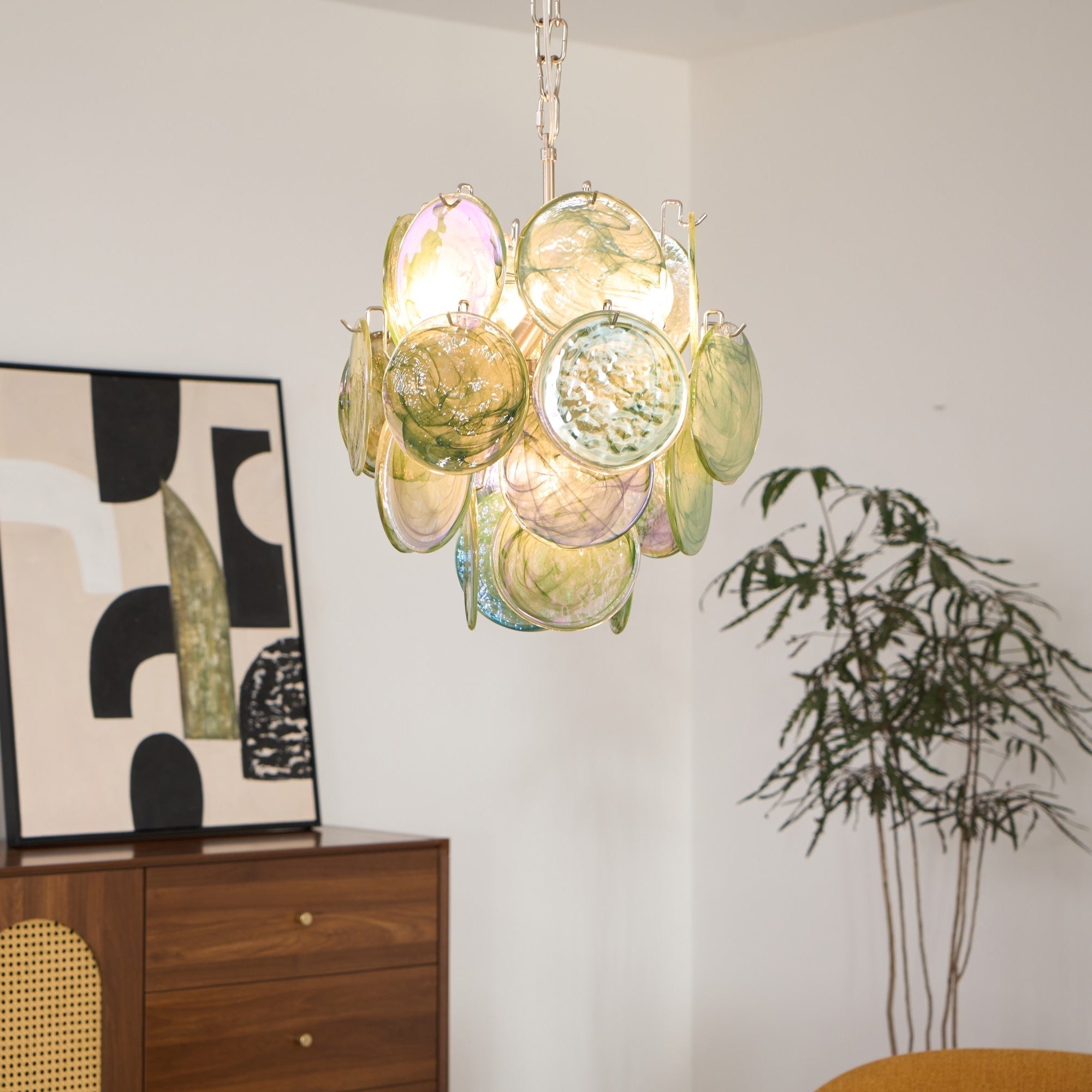 Aurora Chandelier Multicolor Murano Disc Layered Artistic - Neutralighting