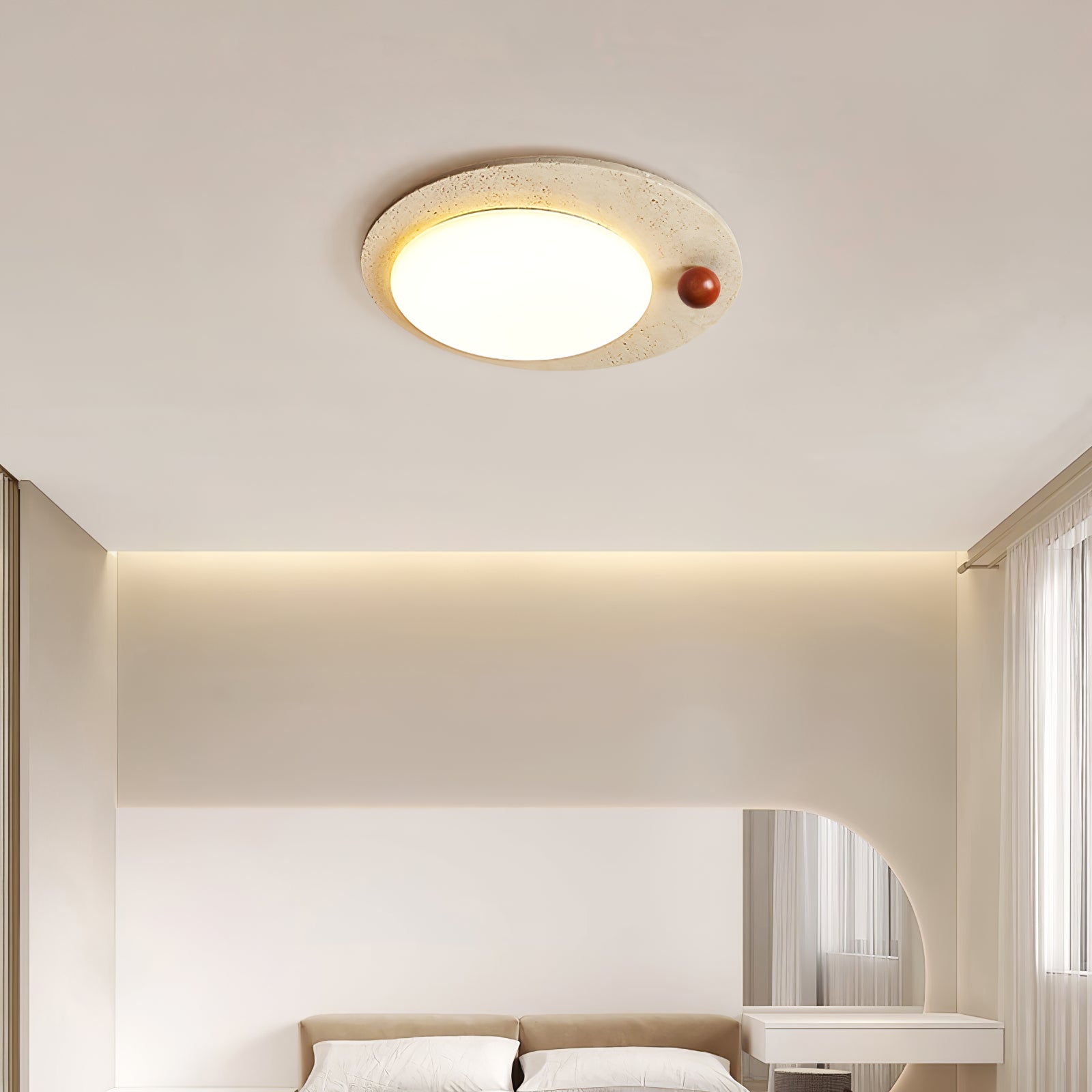 Circular Travertine Ceiling Light - Neutralighting