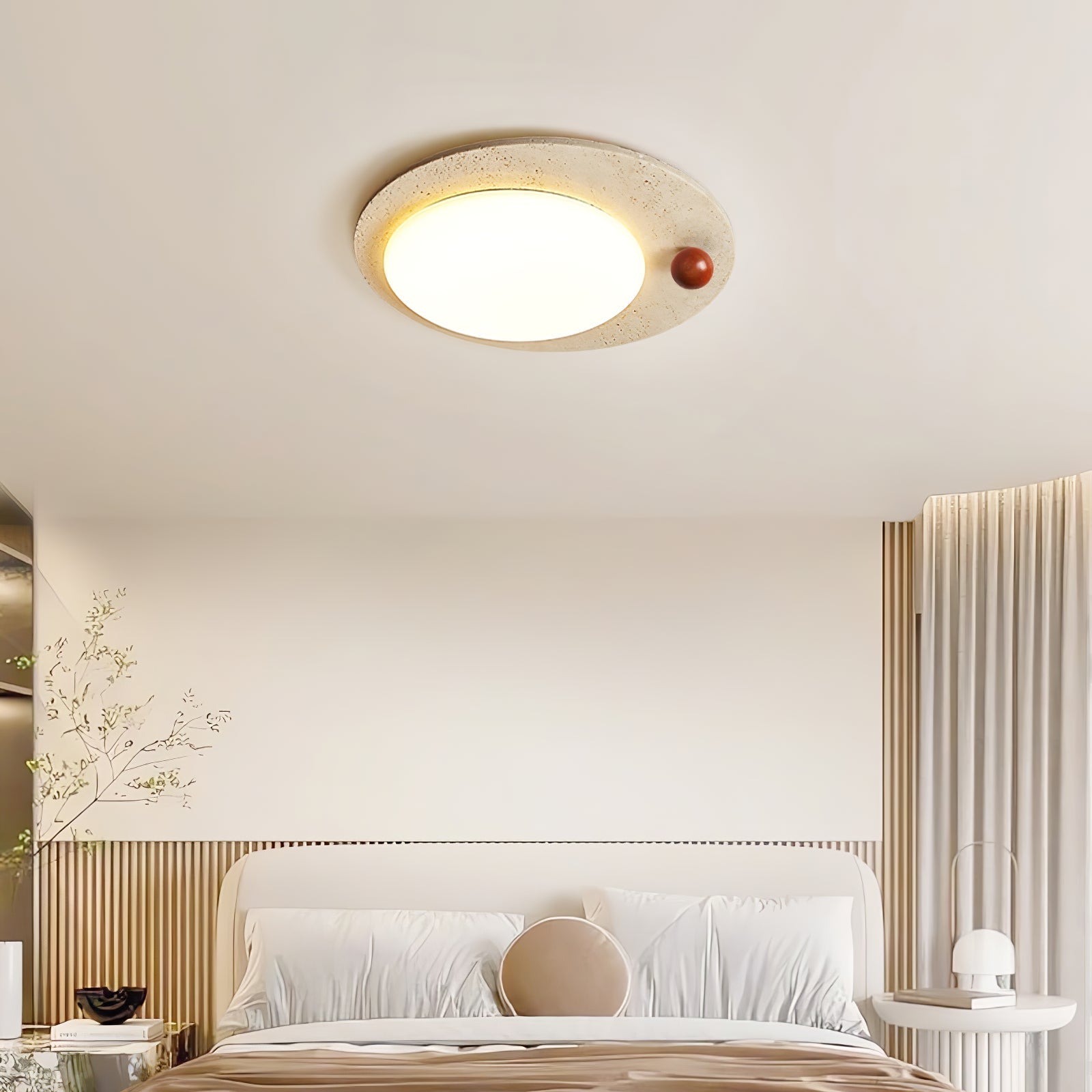 Circular Travertine Ceiling Light - Neutralighting
