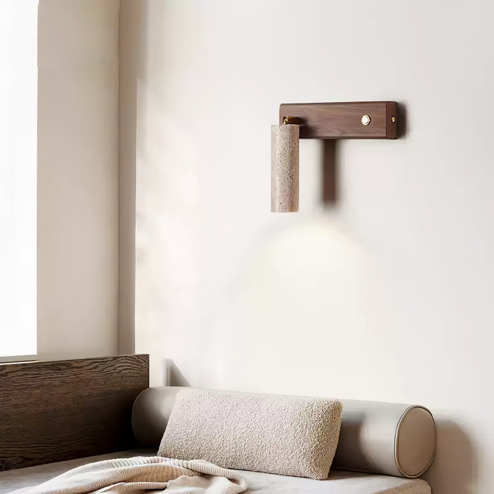 Ornoria Cylindrical Travertine Wall Light SpotLight - Neutralighting