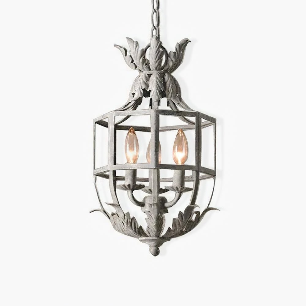 Lustra Kronleuchter Retro Käfig Grau Kerze-Letslighting