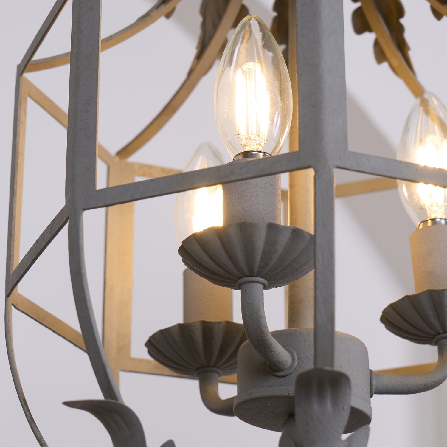 Lustra Kronleuchter Retro Käfig Grau Kerze-Letslighting