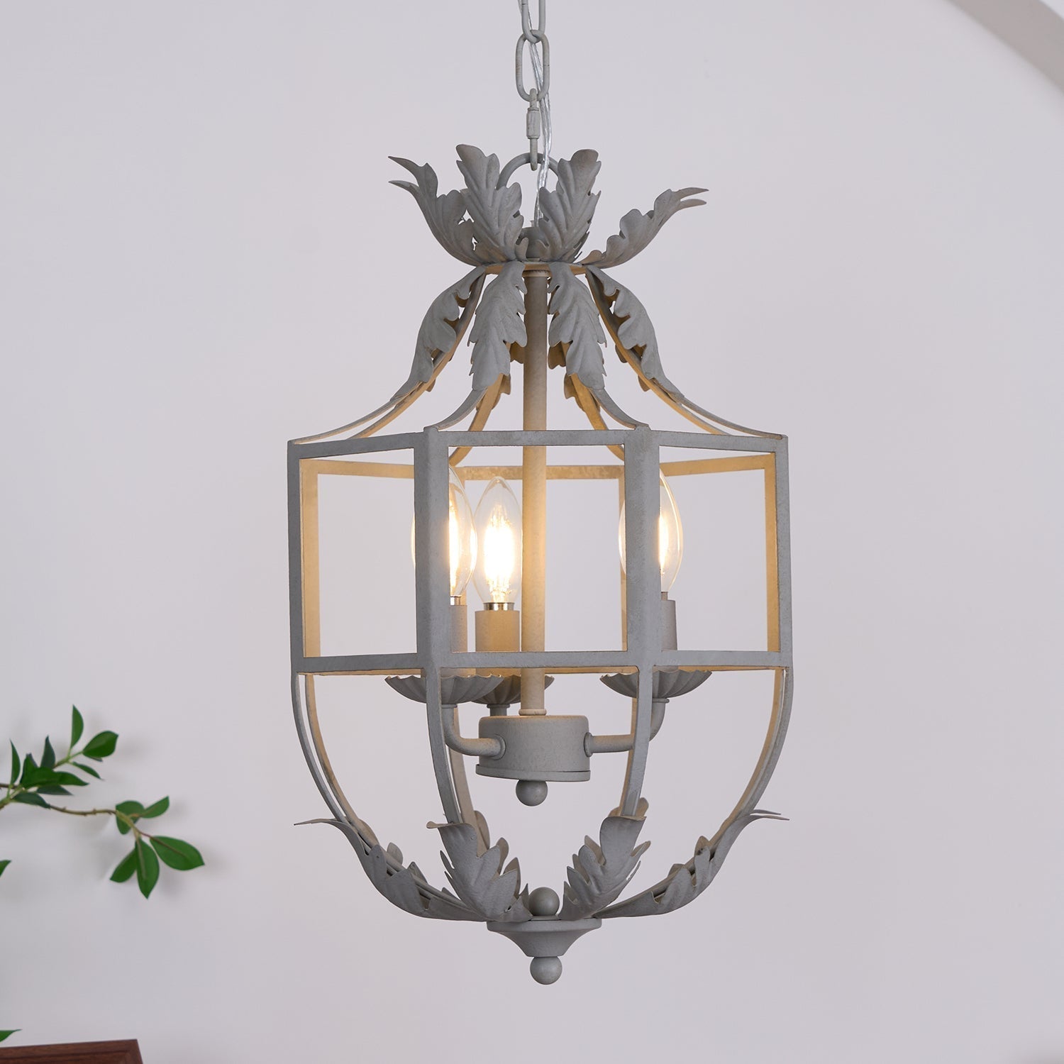 Lustra Kronleuchter Retro Käfig Grau Kerze-Letslighting