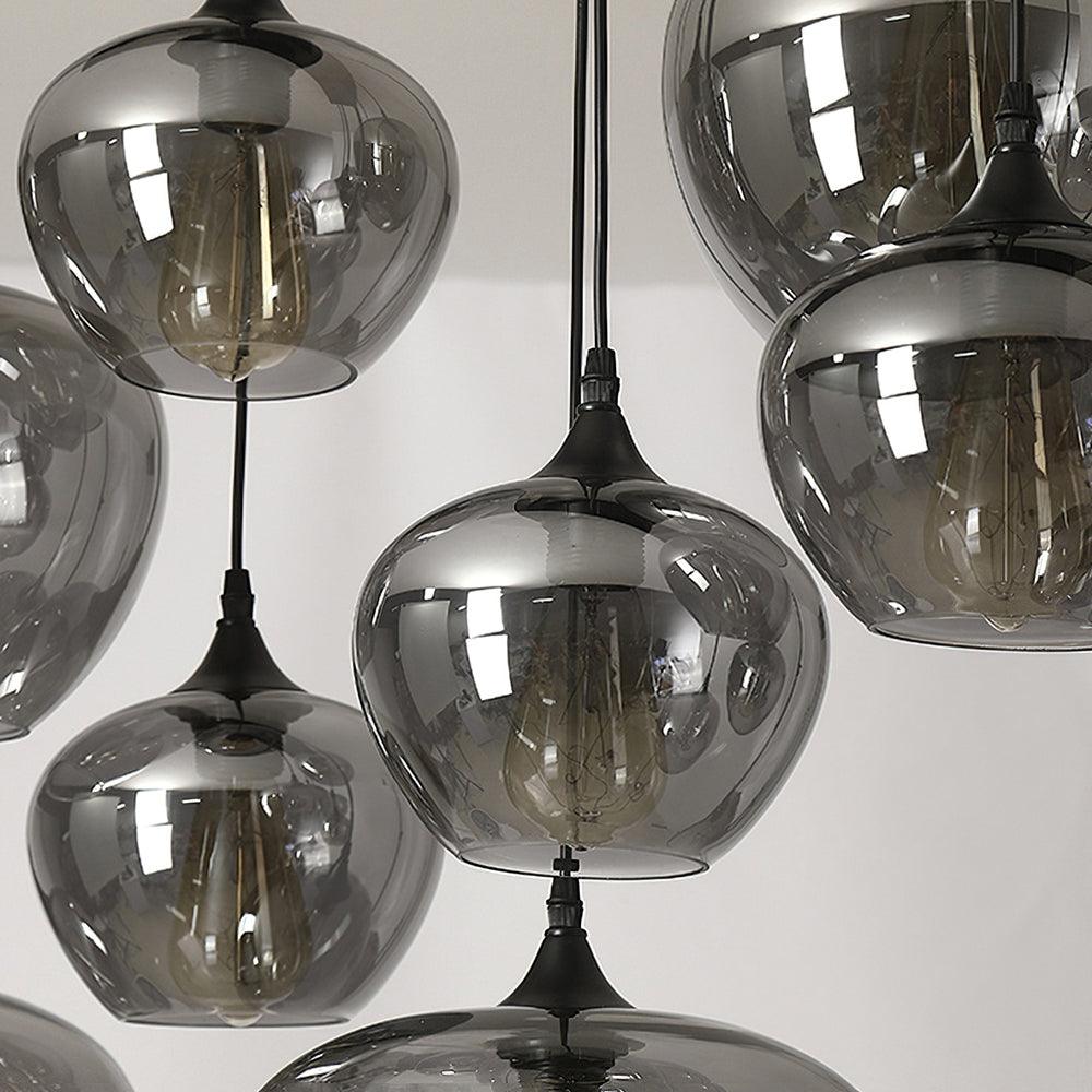 June Minimalistische Flaschen-Glas-Pendelleuchte in Rauchgrau