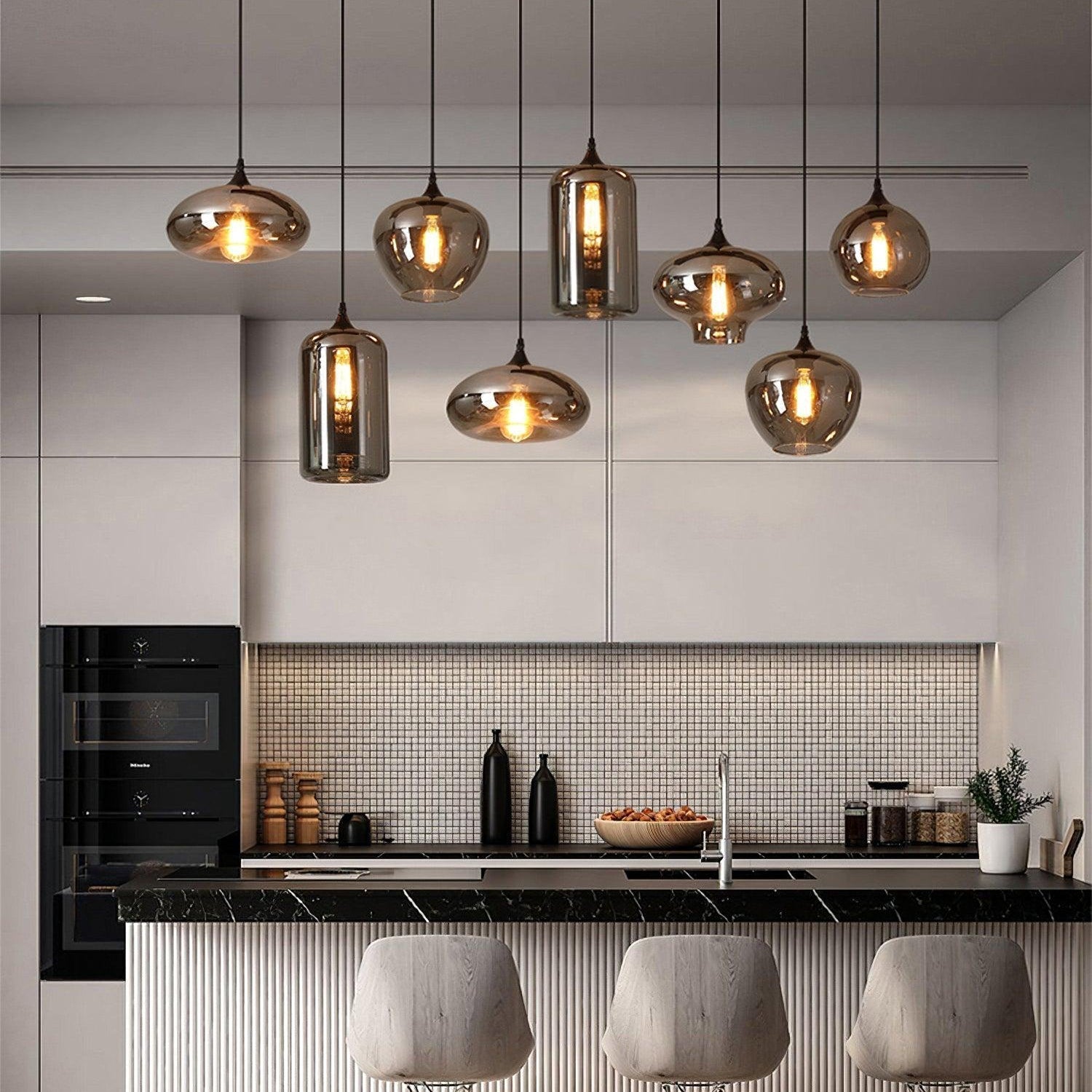 Mirelia Industrielle Pendelleuchte aus Glas-Letslighting