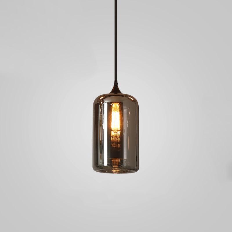 June Minimalistische Flaschen-Glas-Pendelleuchte in Rauchgrau