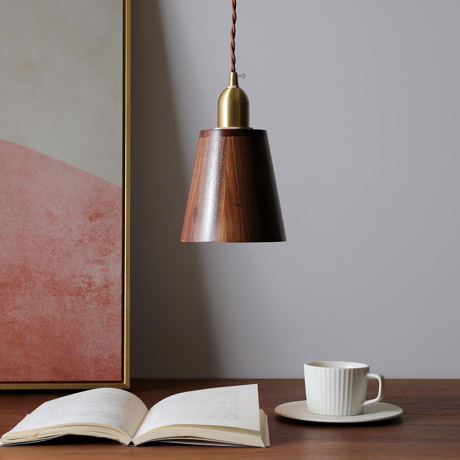 Lustra Pendelleuchte Nussbaum Messing Modern-Letslighting