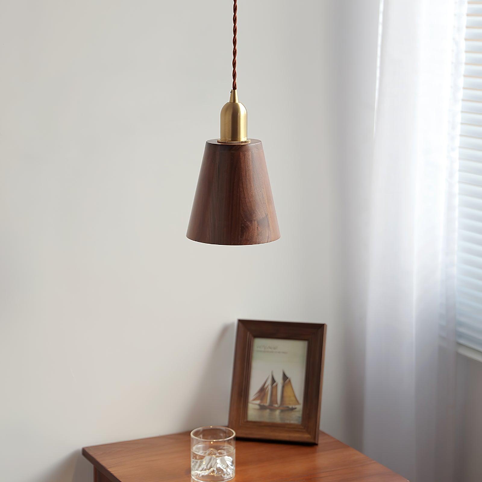 Lustra Pendelleuchte Nussbaum Messing Modern-Letslighting