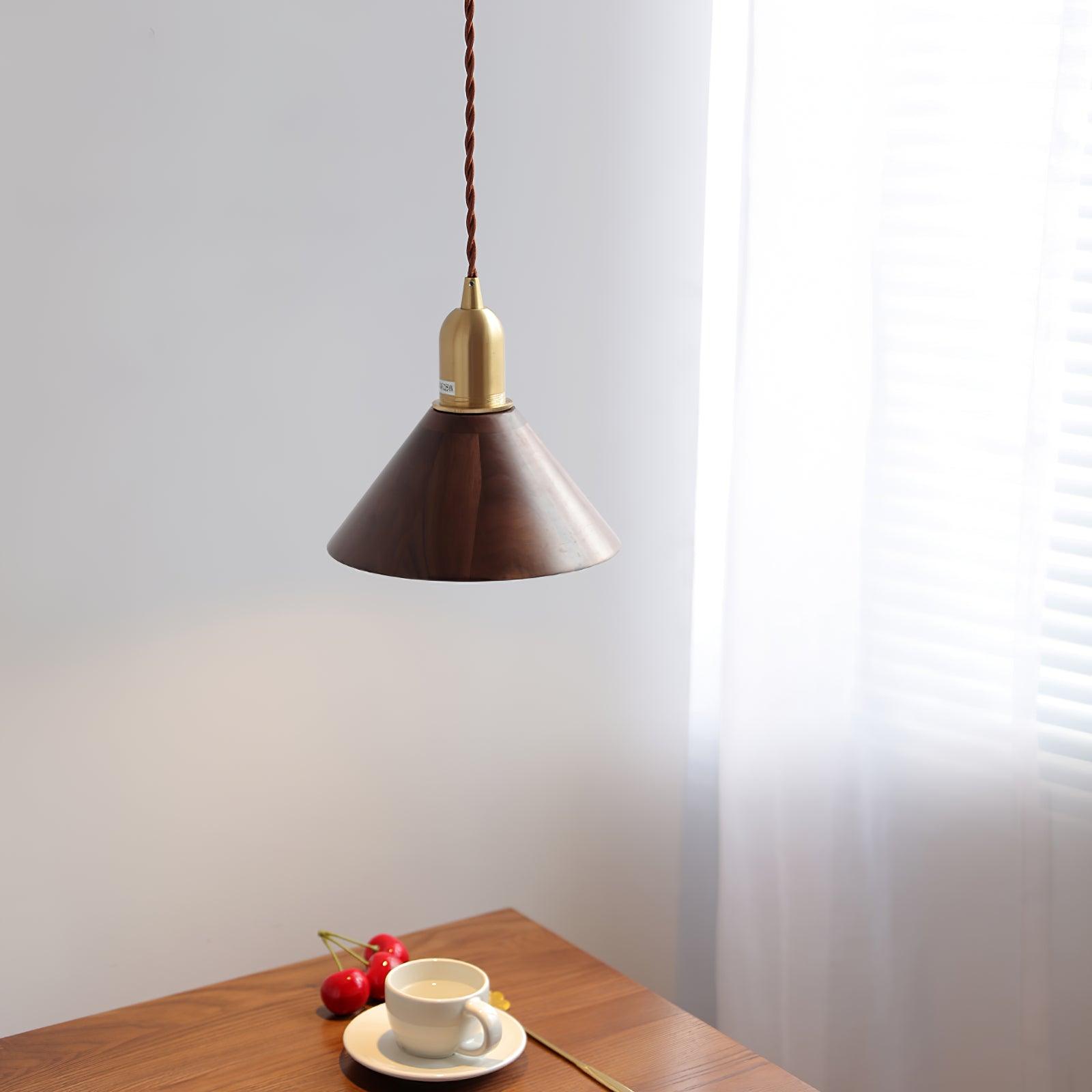 Lustra Pendelleuchte Nussbaum Messing Modern-Letslighting