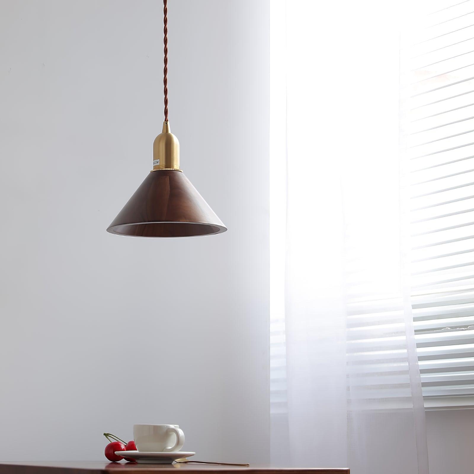 Lustra Pendelleuchte Nussbaum Messing Modern-Letslighting