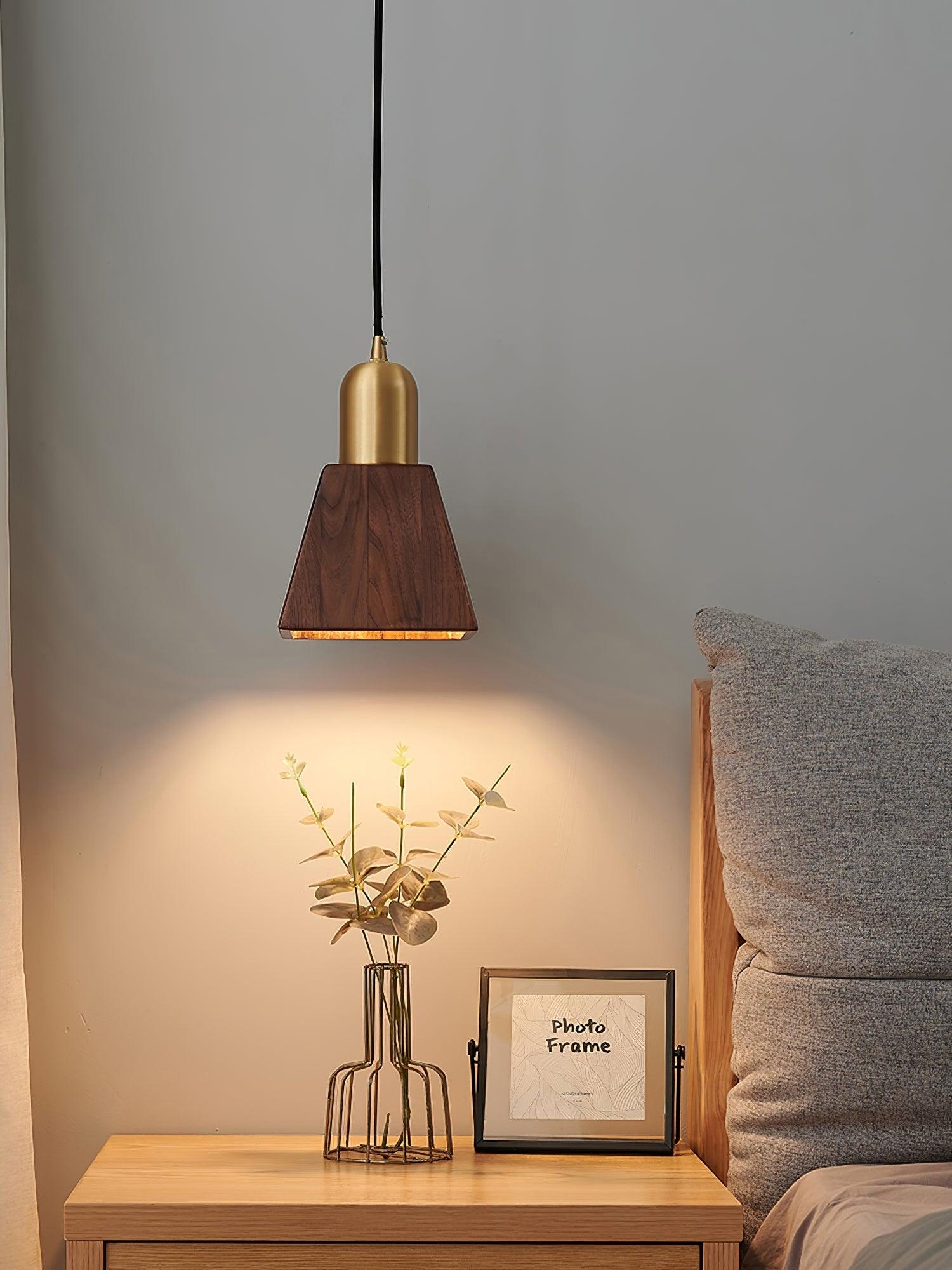 Lustra Pendelleuchte Nussbaum Messing Modern-Letslighting